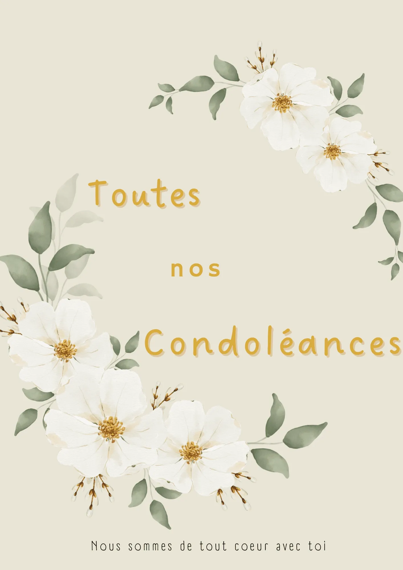 Carte de condoléances couronne de fleurs