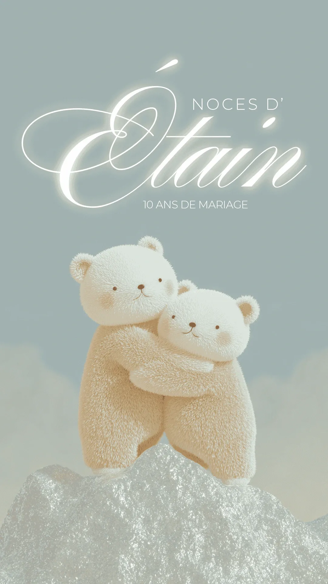 Carte anniversaire mariage 10 ans noces étain collection Lucille Allard