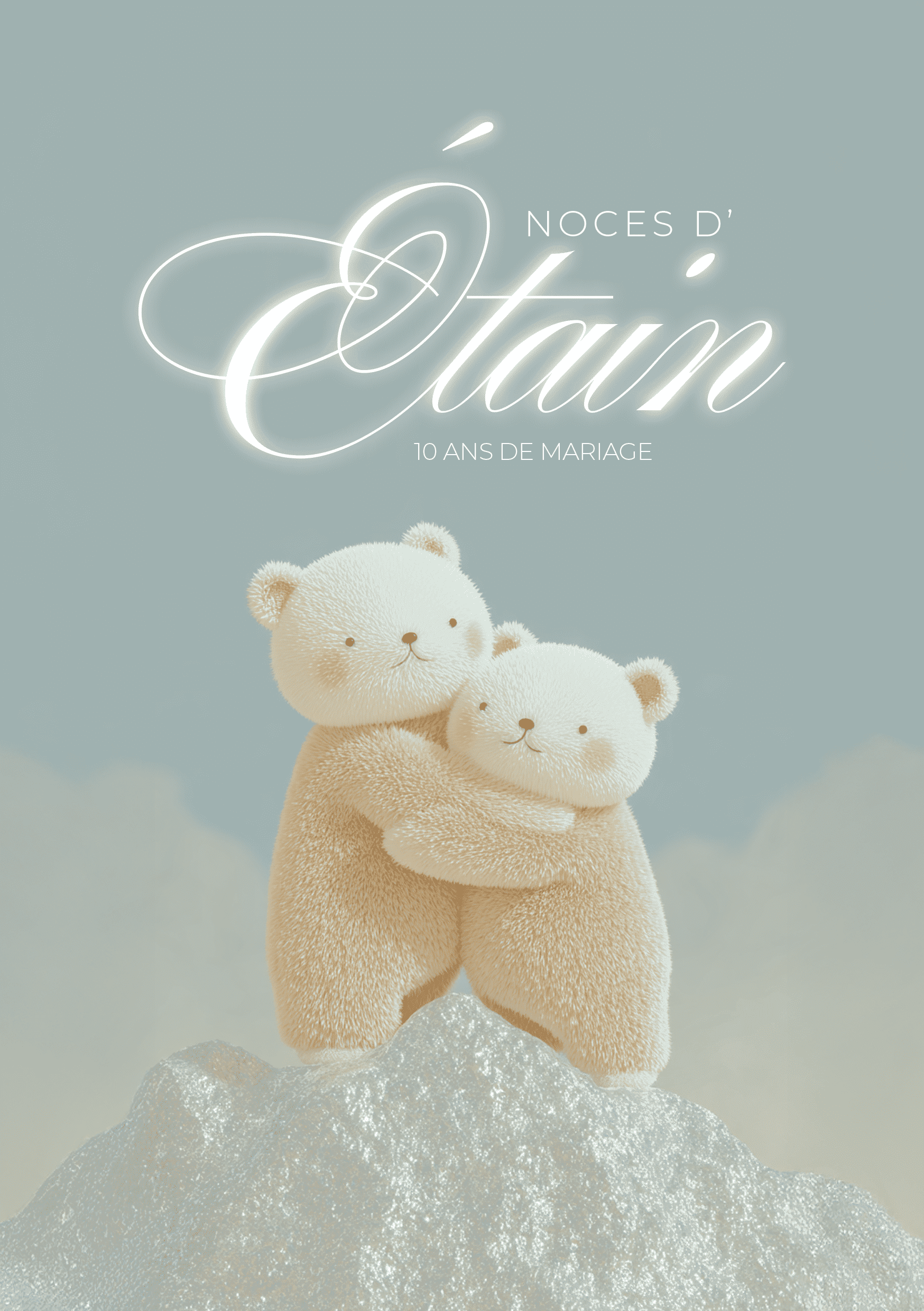 Carte de voeux anniversaire de mariage noces d'étain 10 ans de mariage collection Lucille Allard 