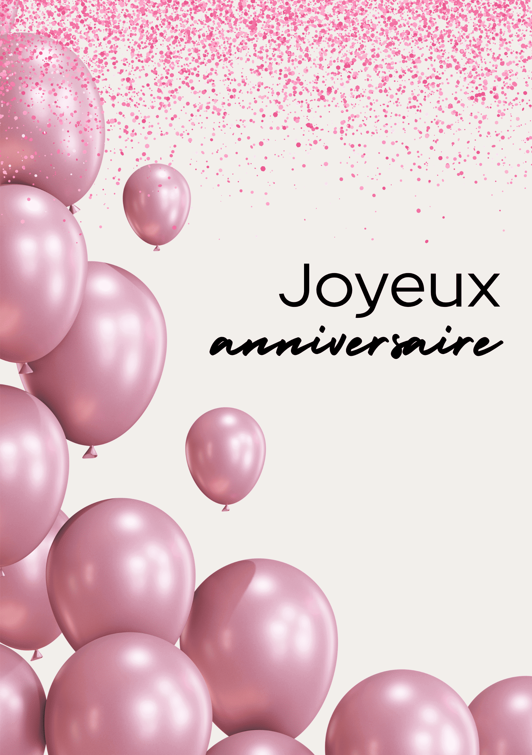 Carte de voeux anniversaire ballons rose