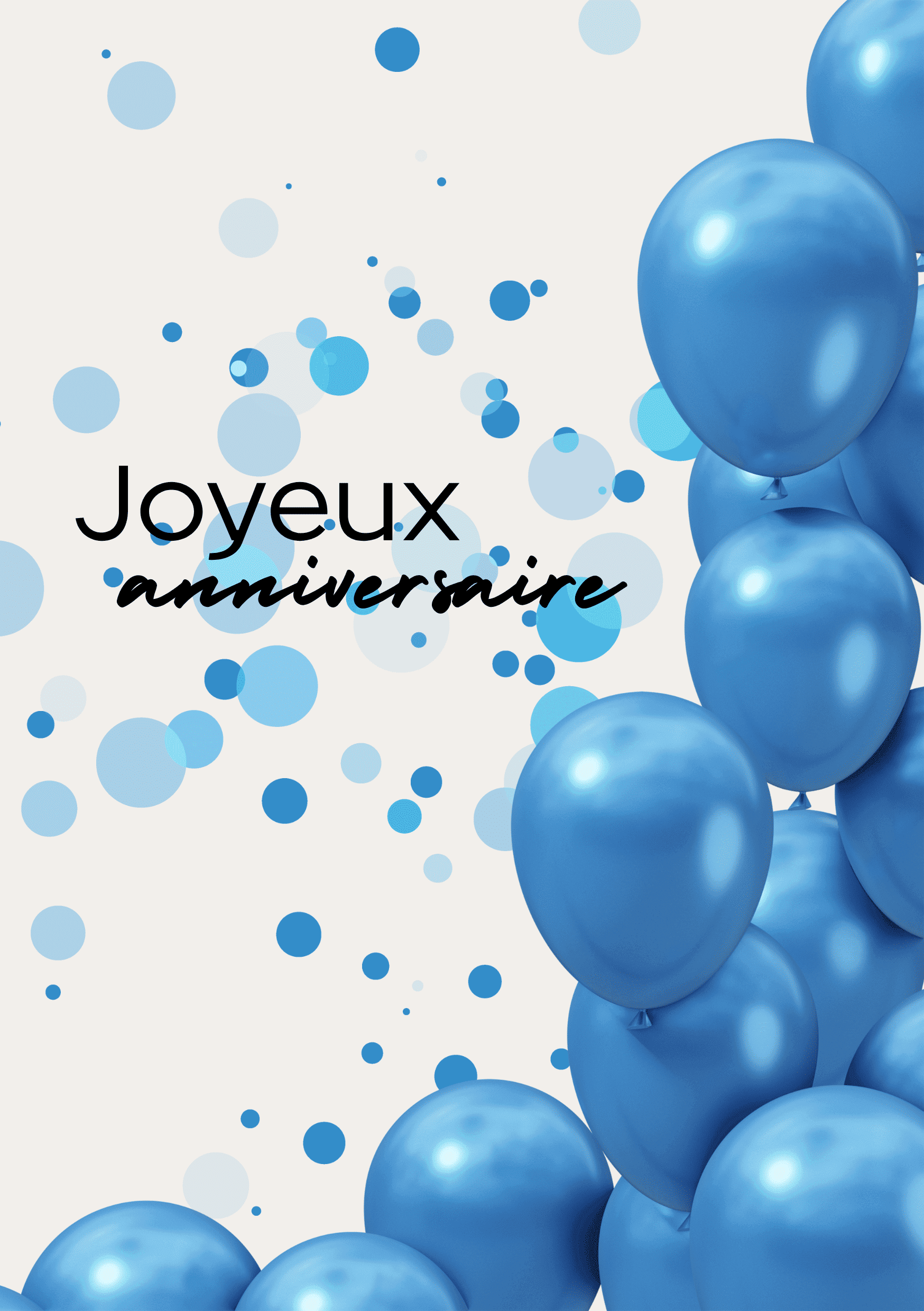 Carte de voeux anniversaire ballons bleus 