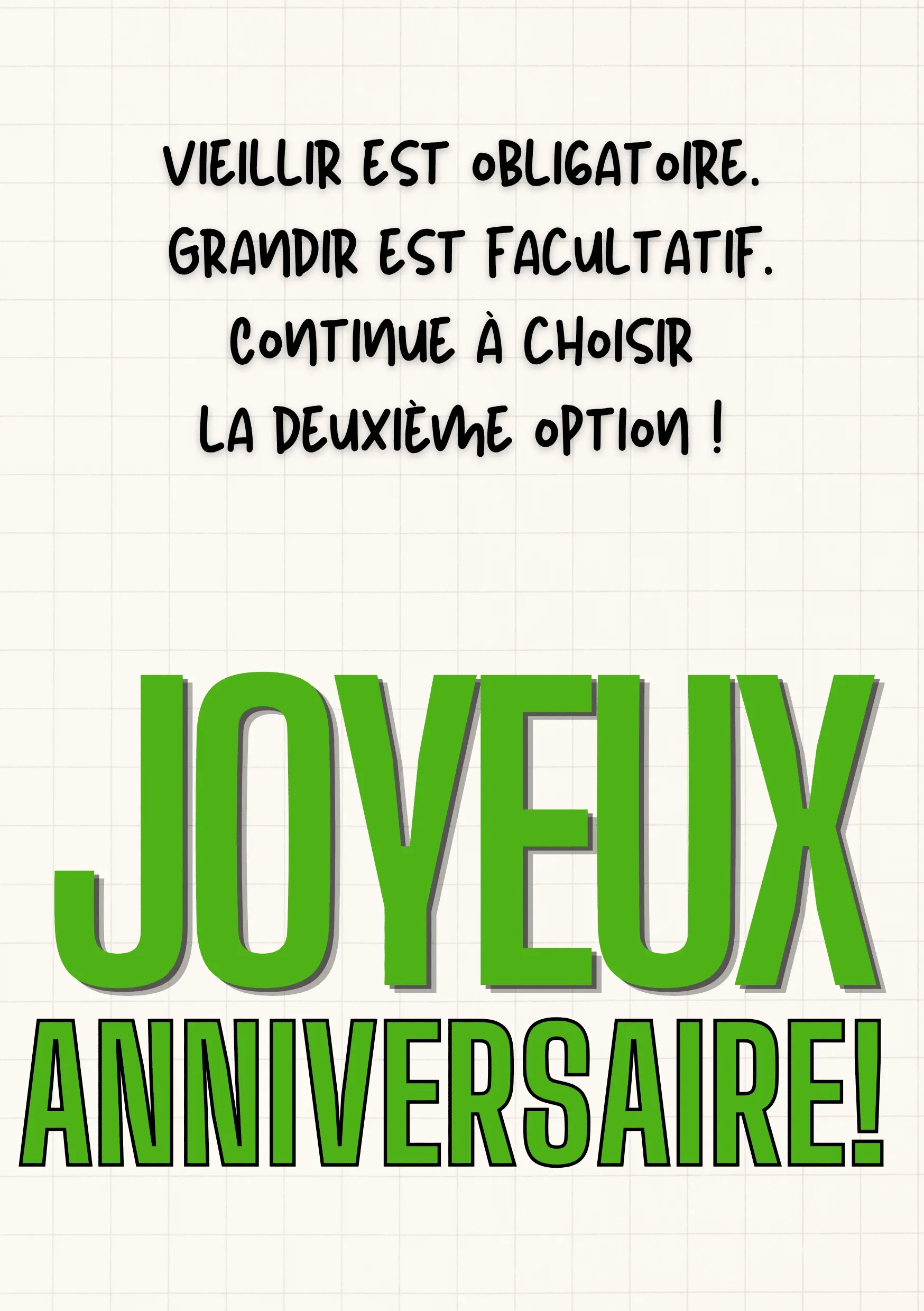 Carte anniversaire humour options