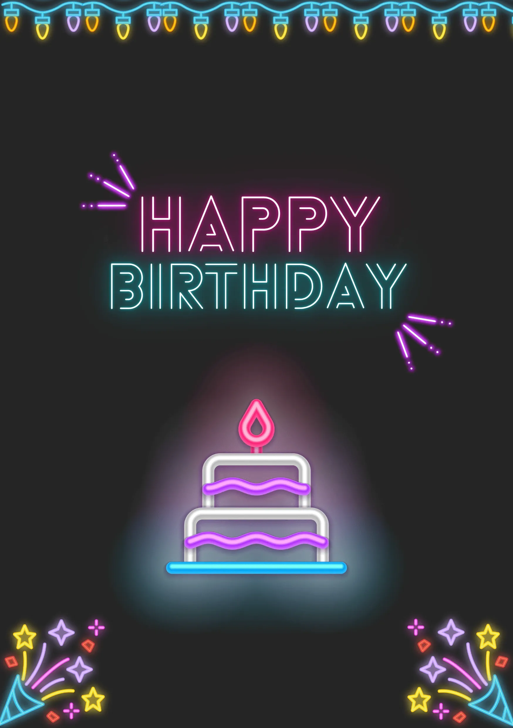Carte anniversaire néons