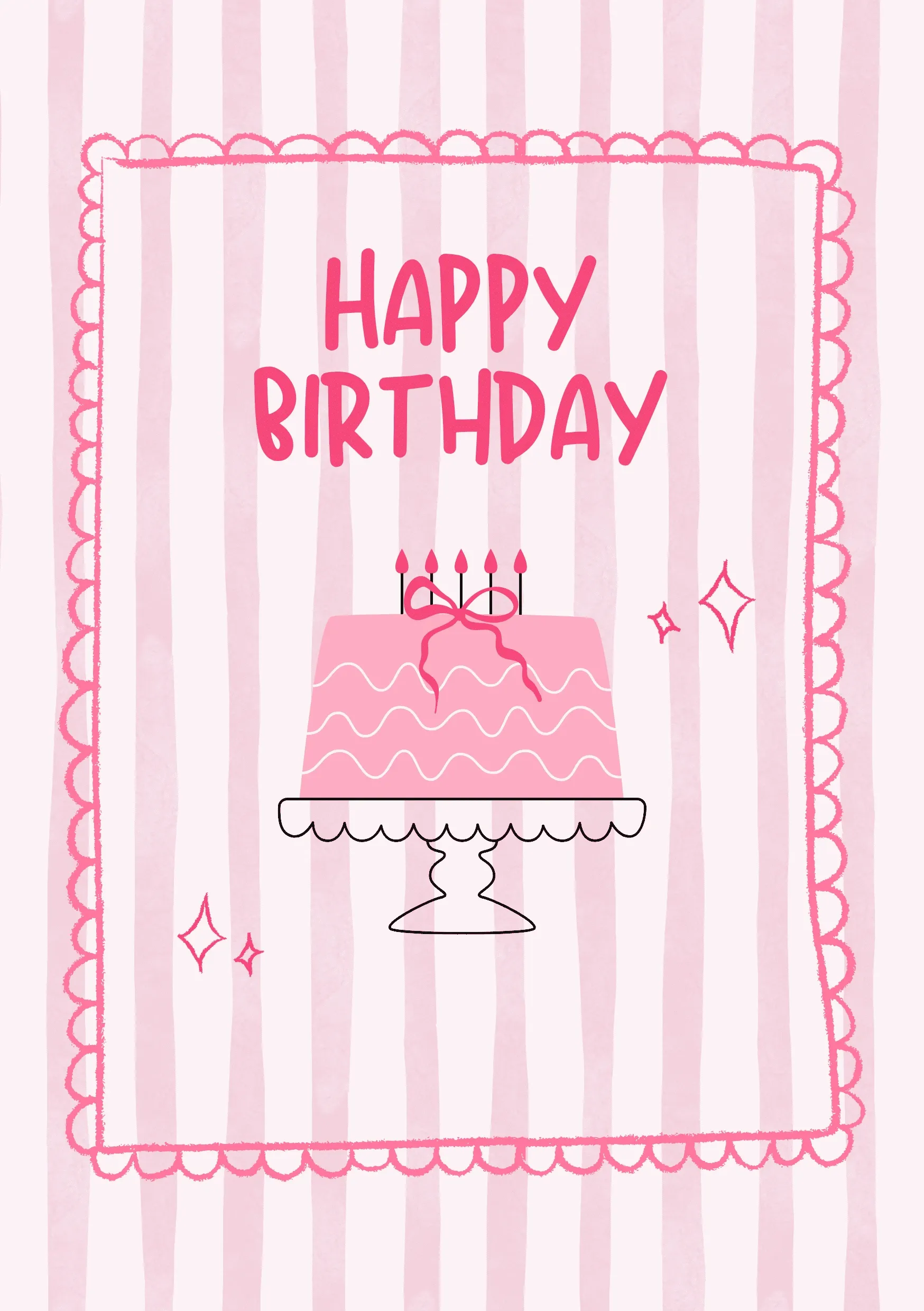 Carte anniversaire rayures roses