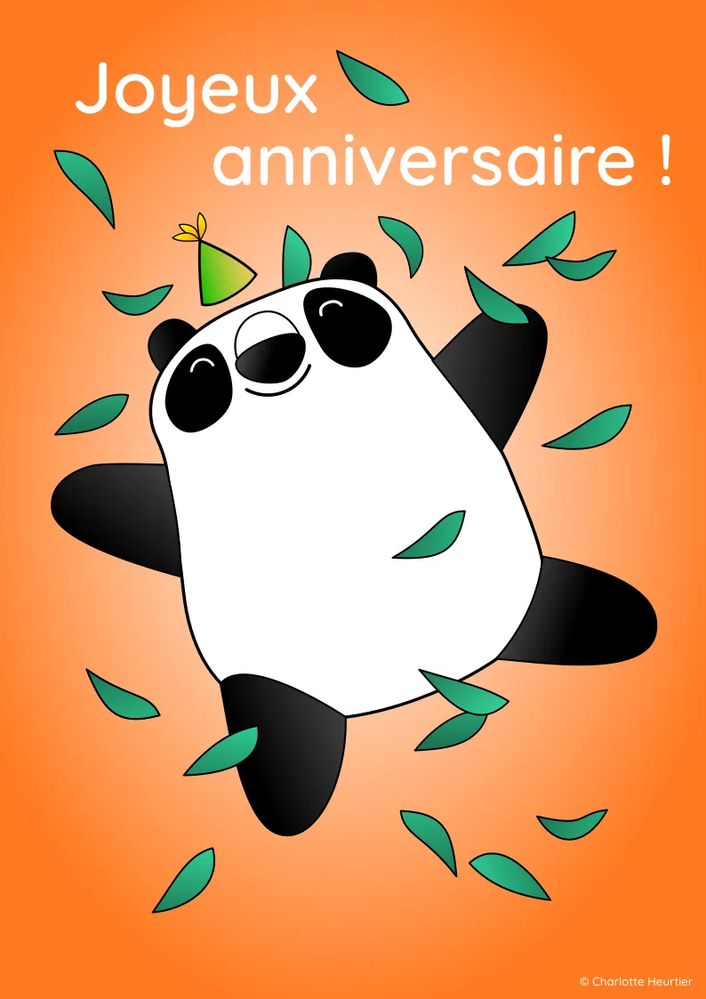 Carte anniversaire virtuelle panda collection Charlotte Heurtier