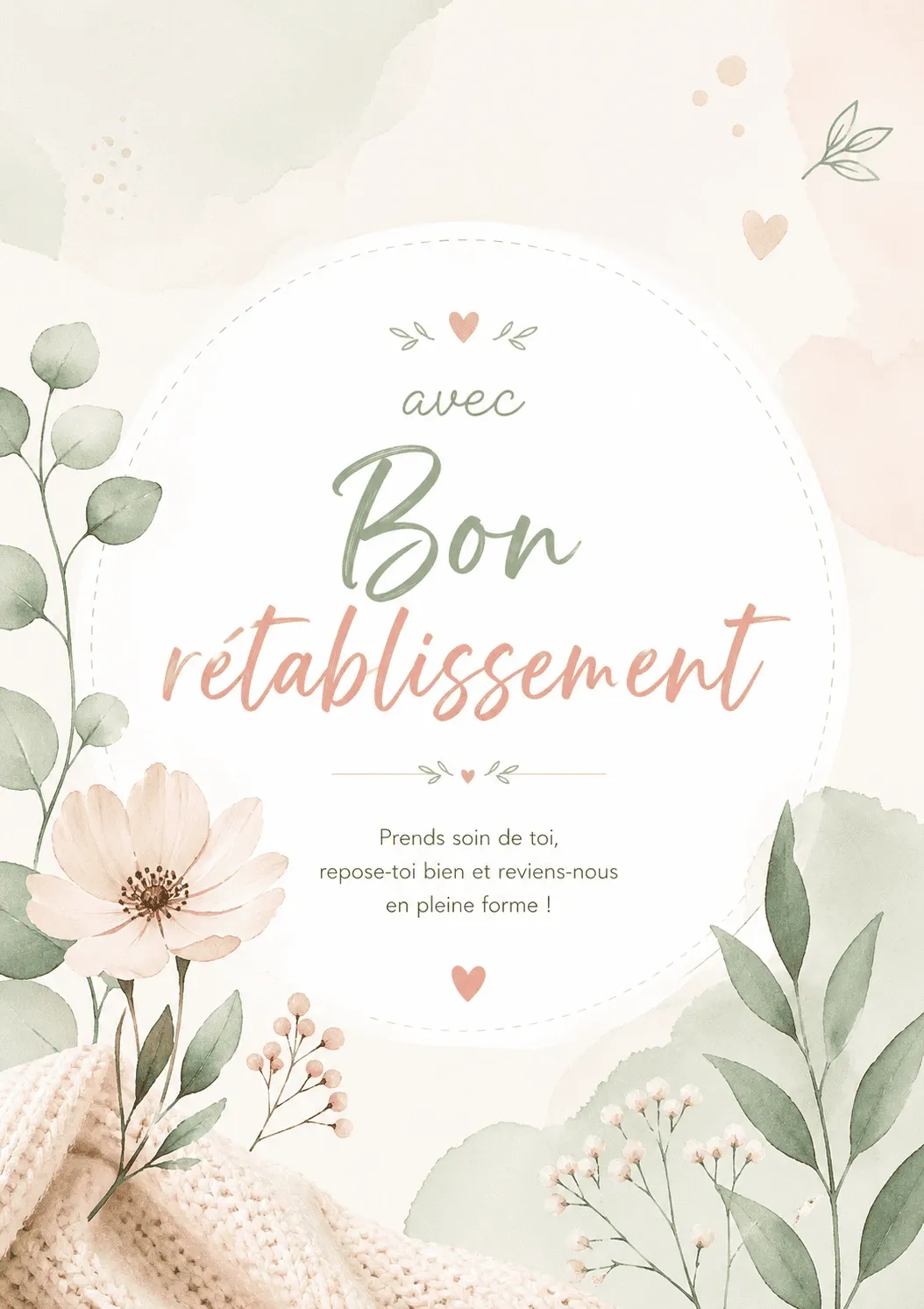 Carte bon rétablissement illustrations douces