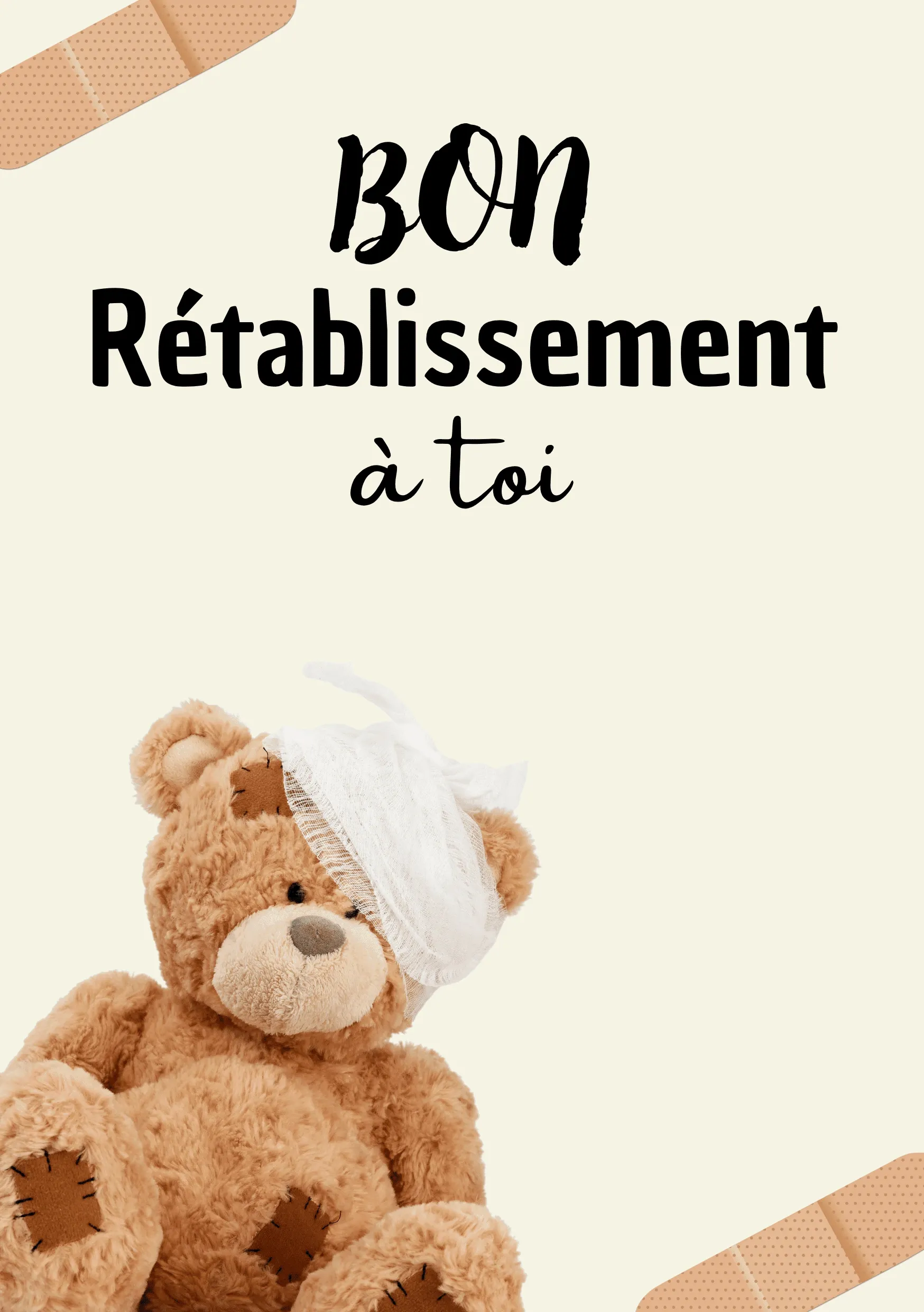 Carte bon rétablissement ourson pansements