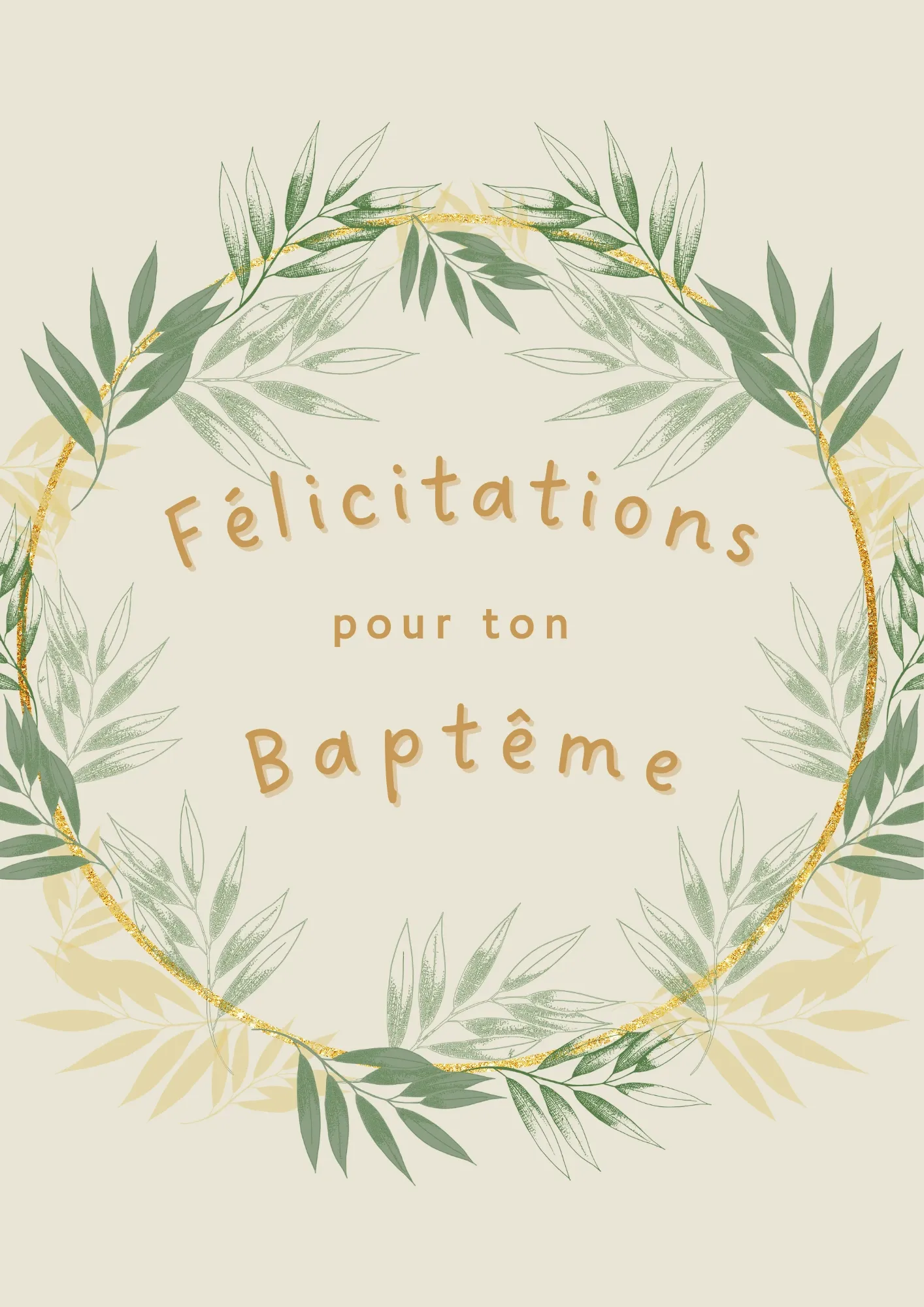Carte de baptême couronne de fleurs
