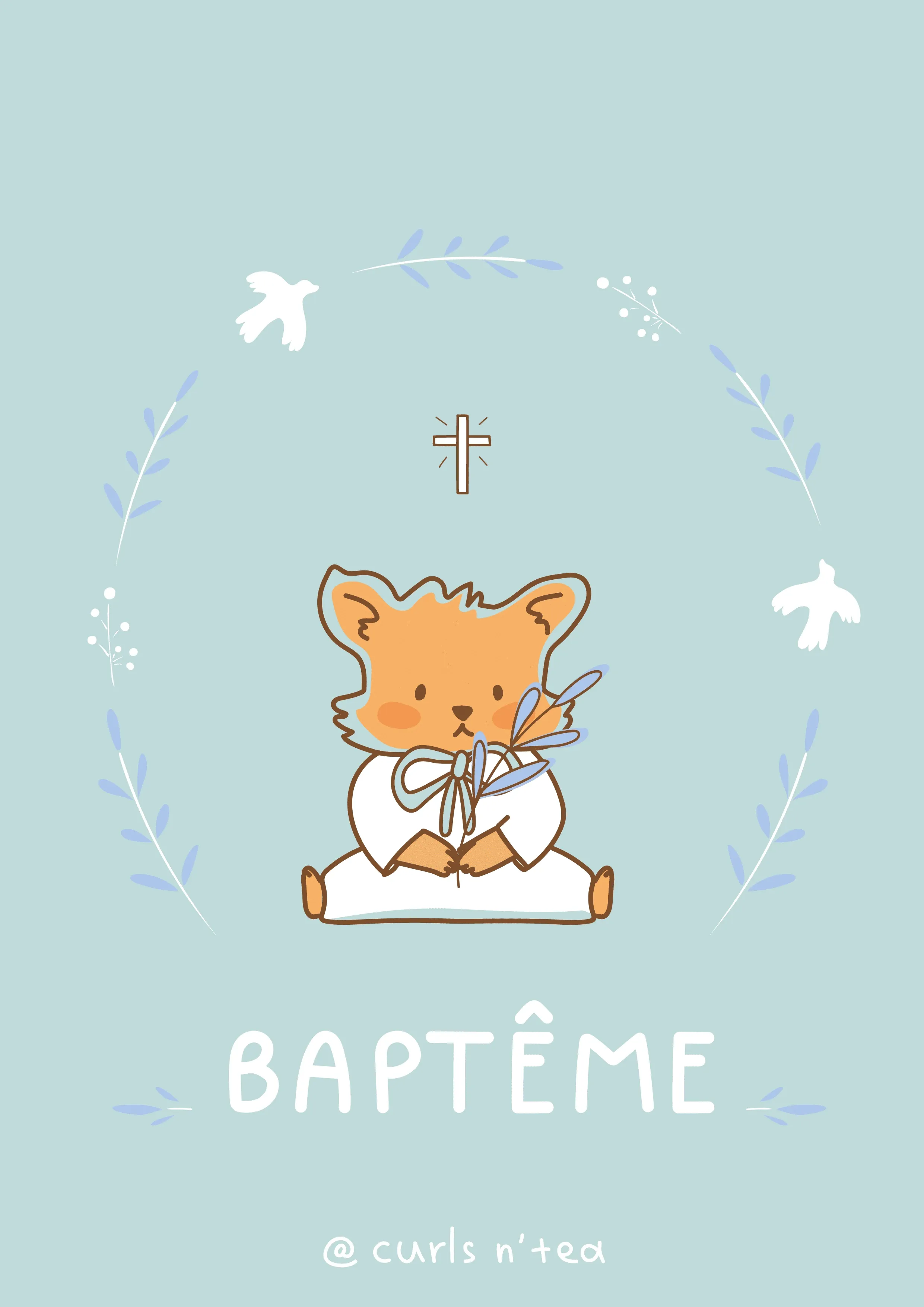 Carte de baptême illustration  Laure Anne Porto