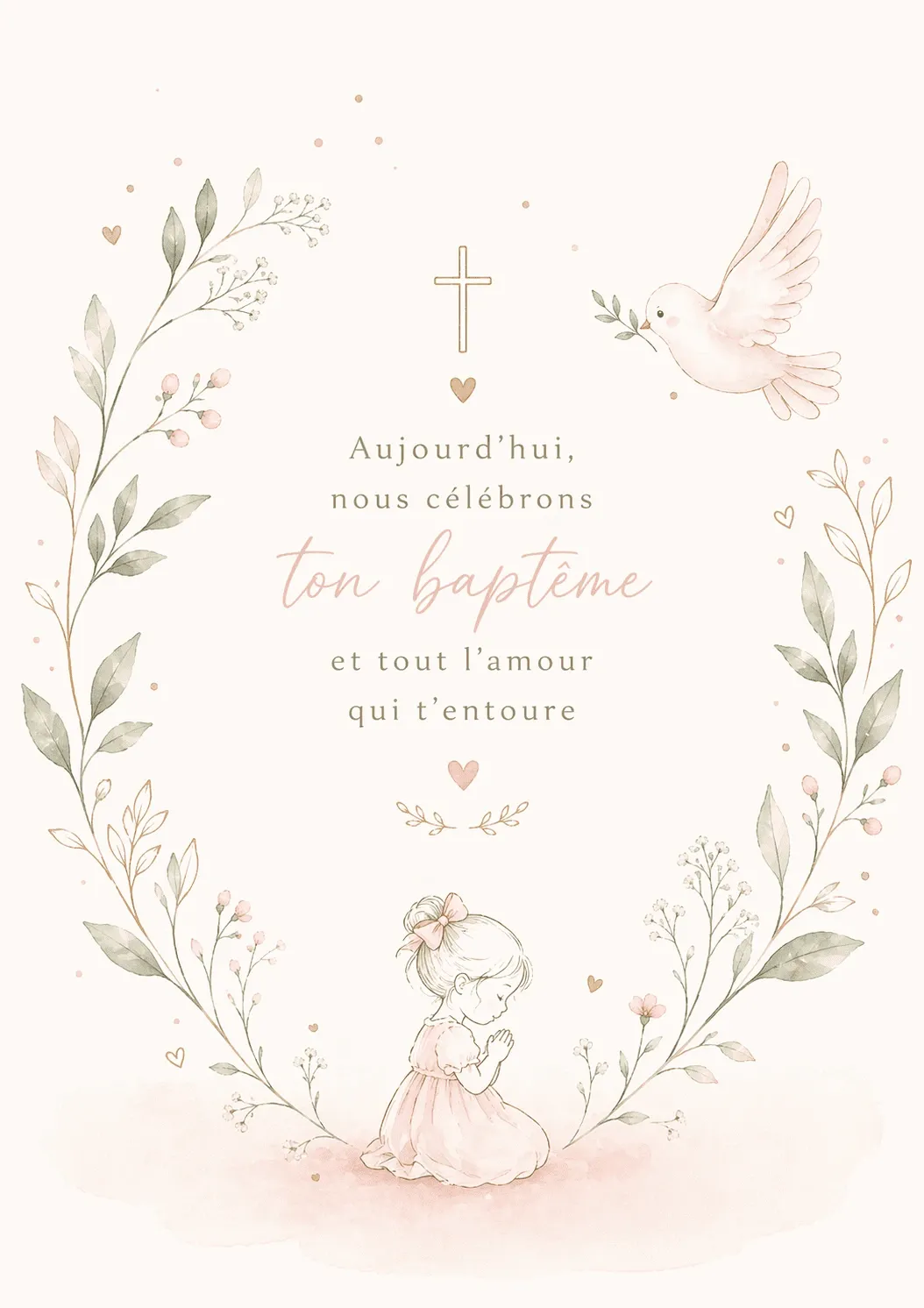 Carte de baptême petite fille 