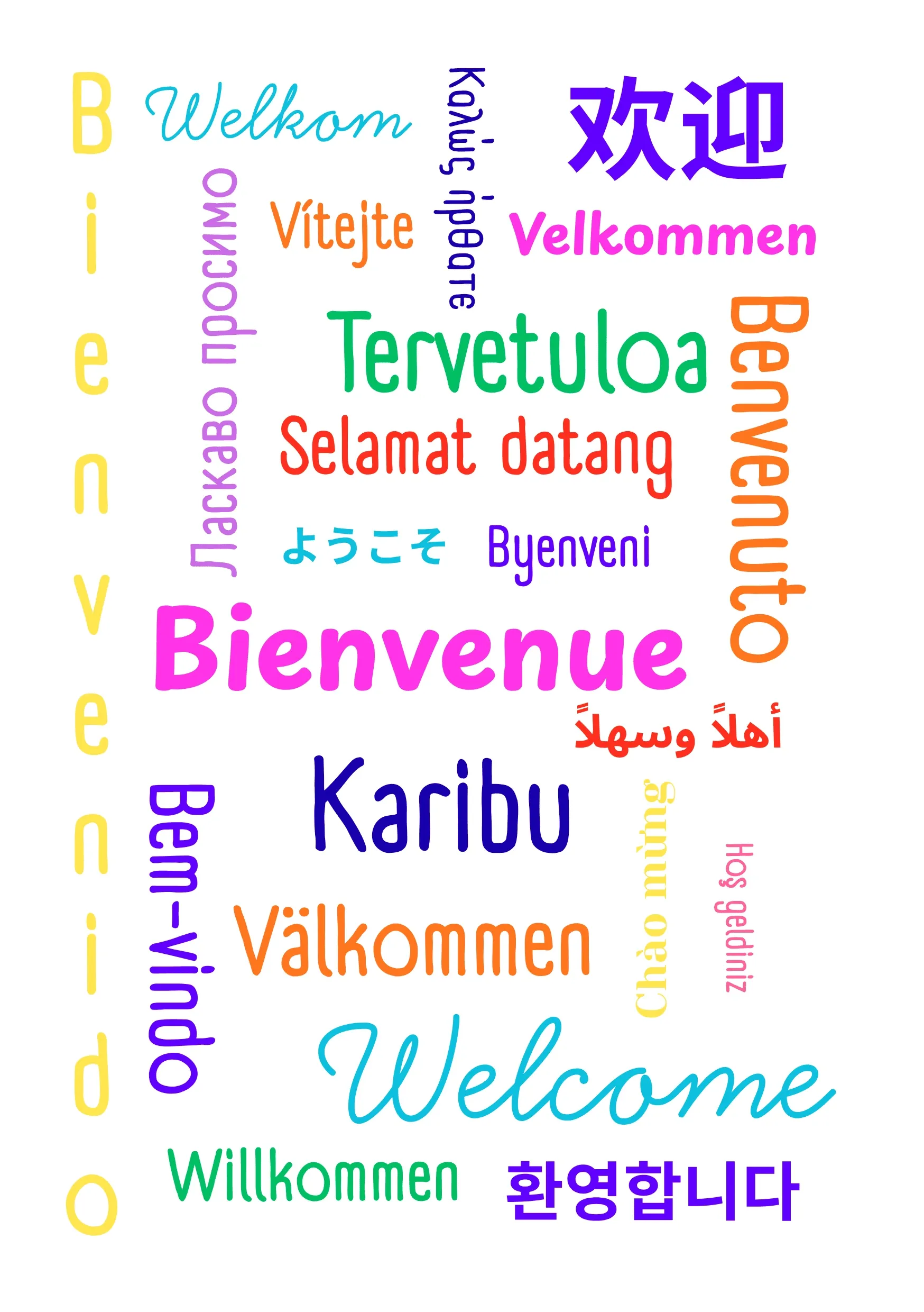 Carte de bienvenue langues