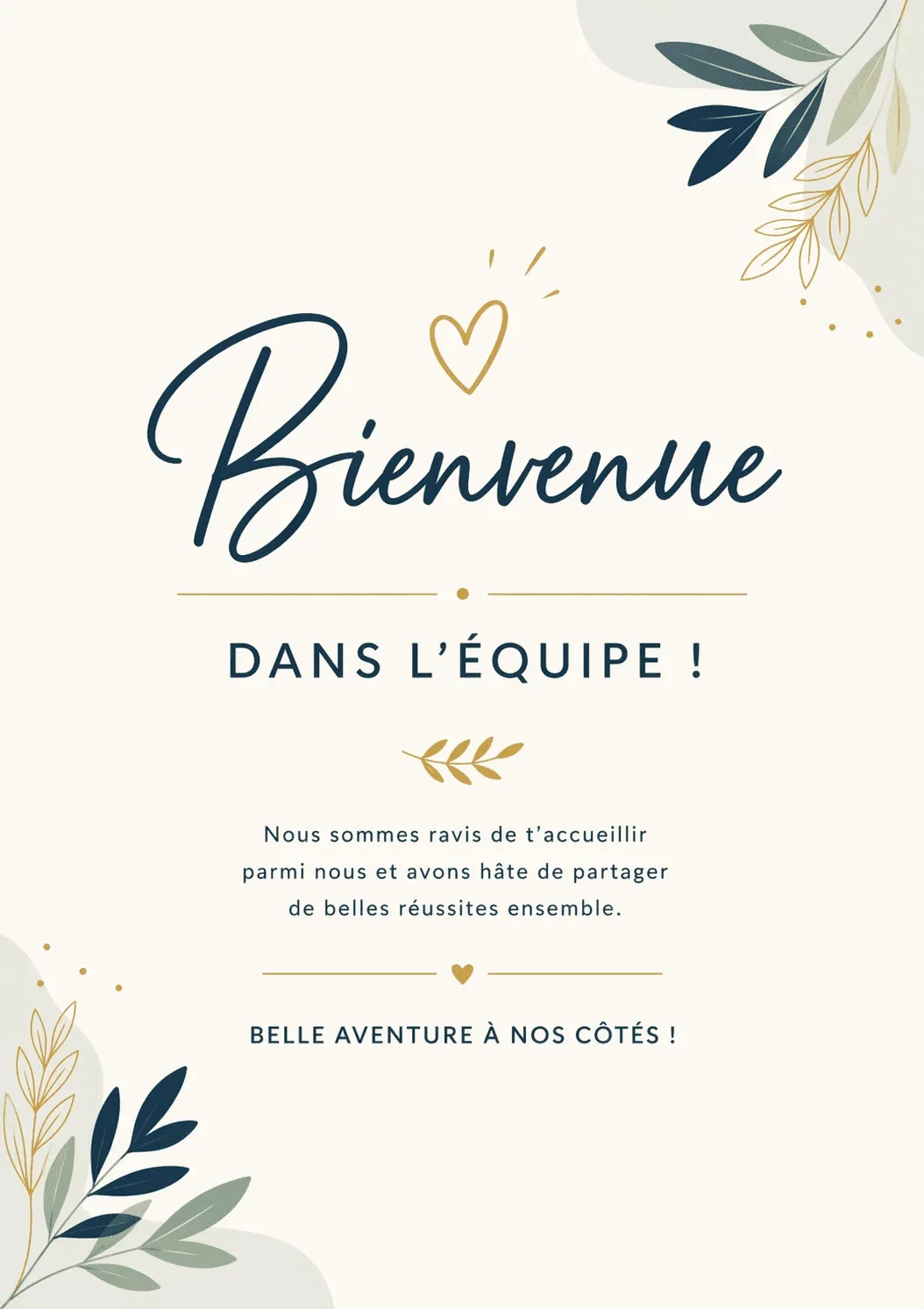 Carte de bienvenue professionnelle équipe 
