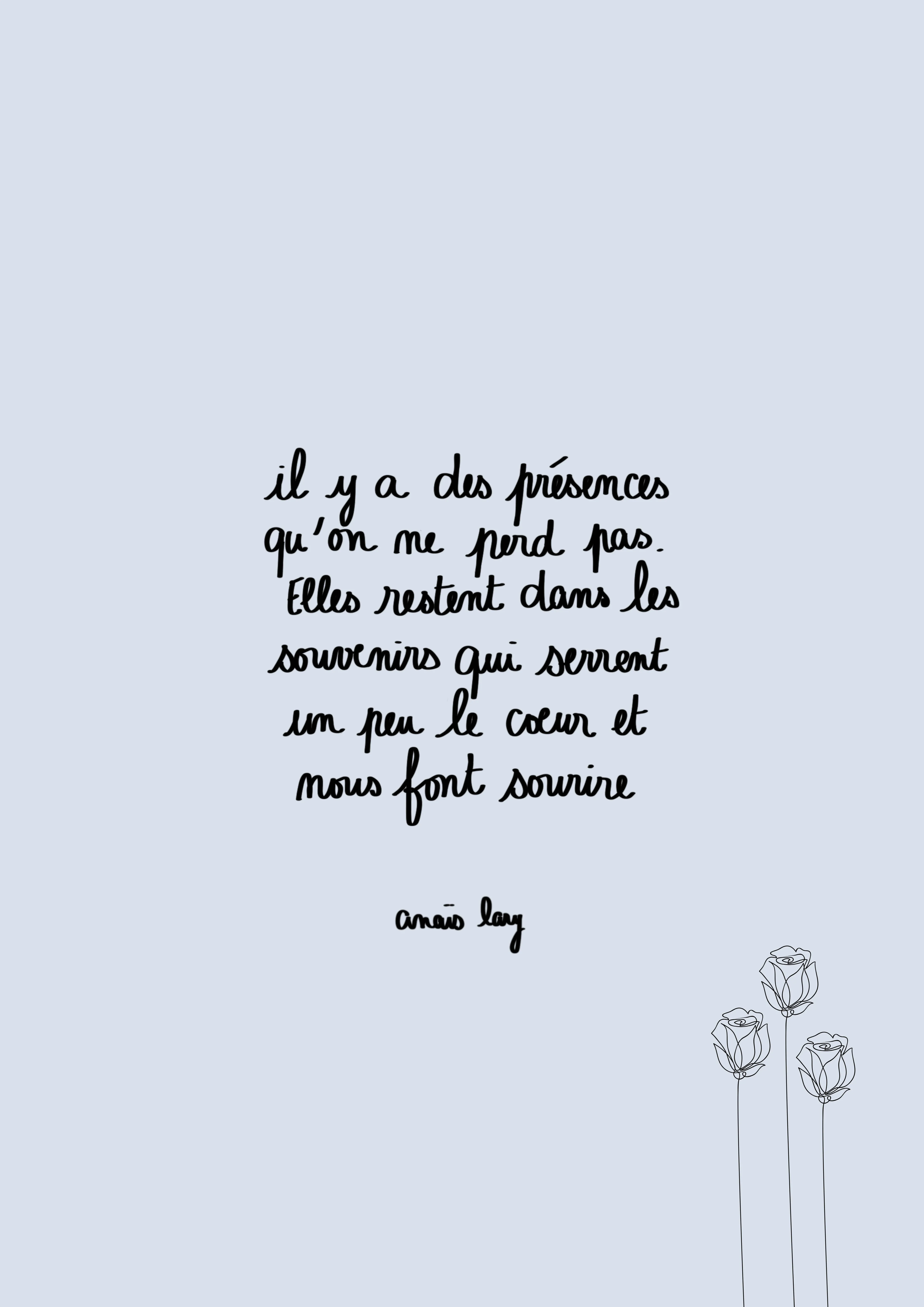 Carte de condoléances citation Anais Lary