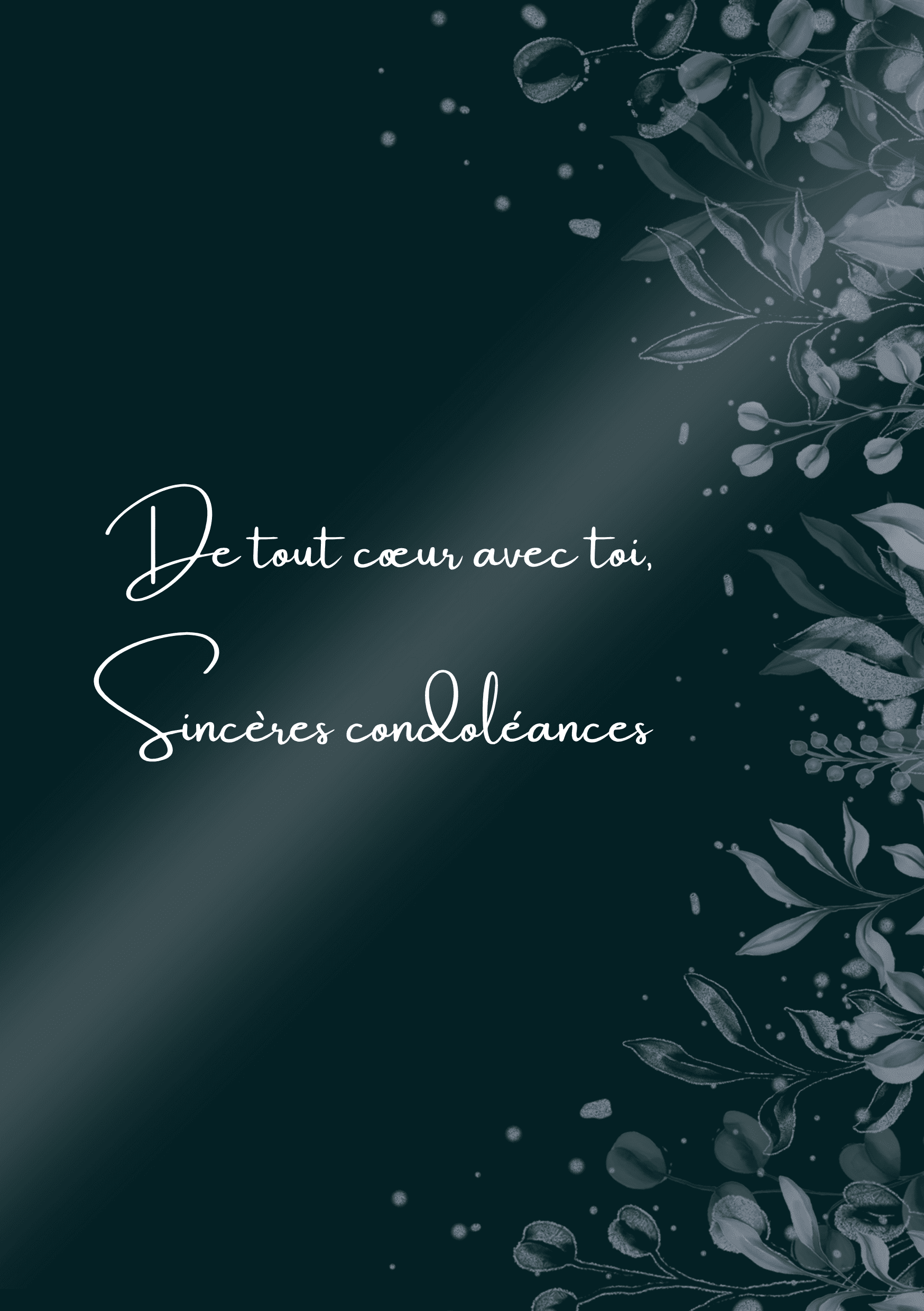 Carte de condoléances de tout coeur avec toi