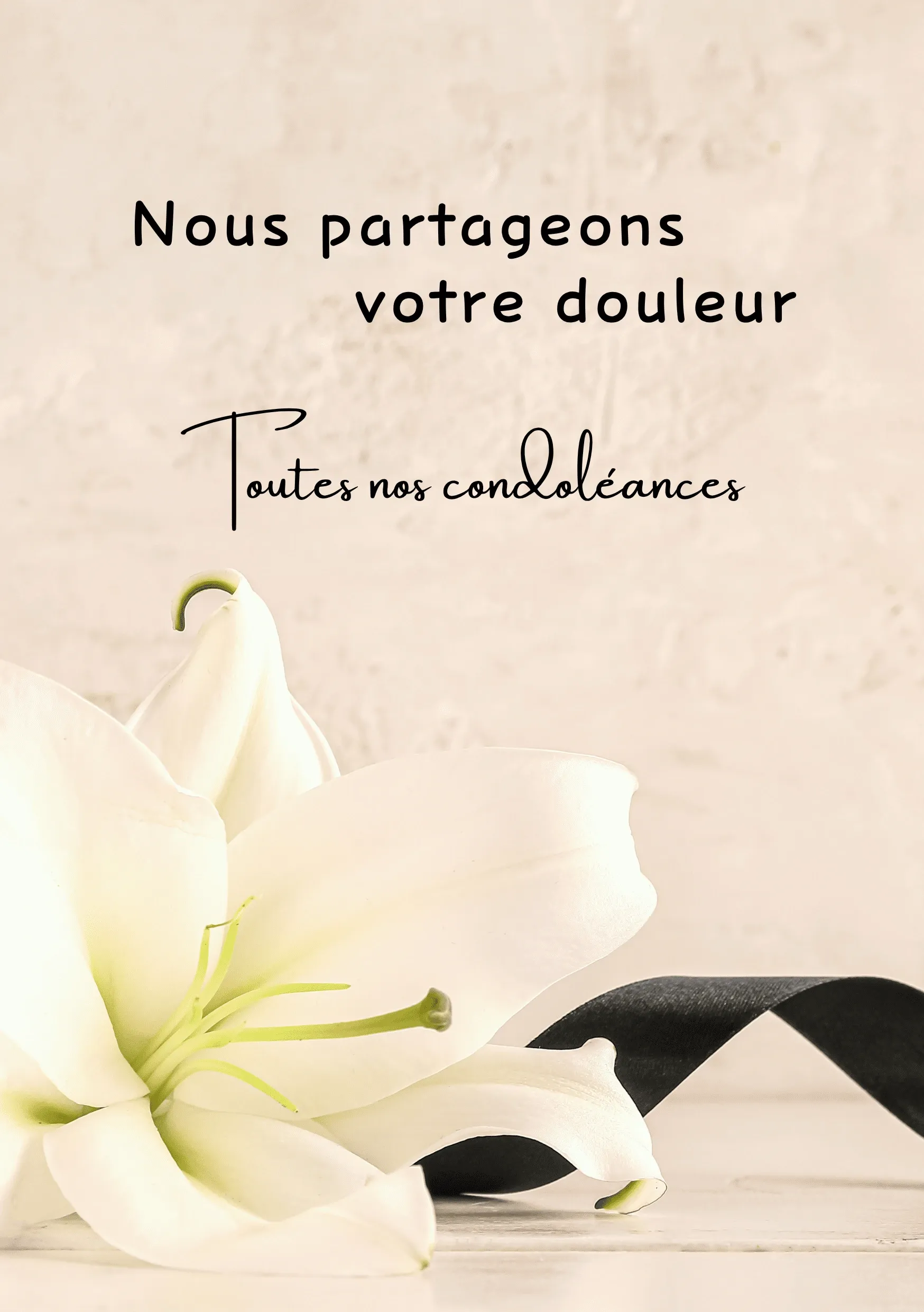 Carte de condoléances lys
