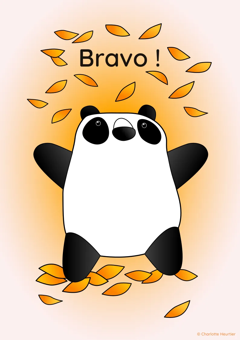 Carte de félicitations illustration panda Charlotte Heurtier