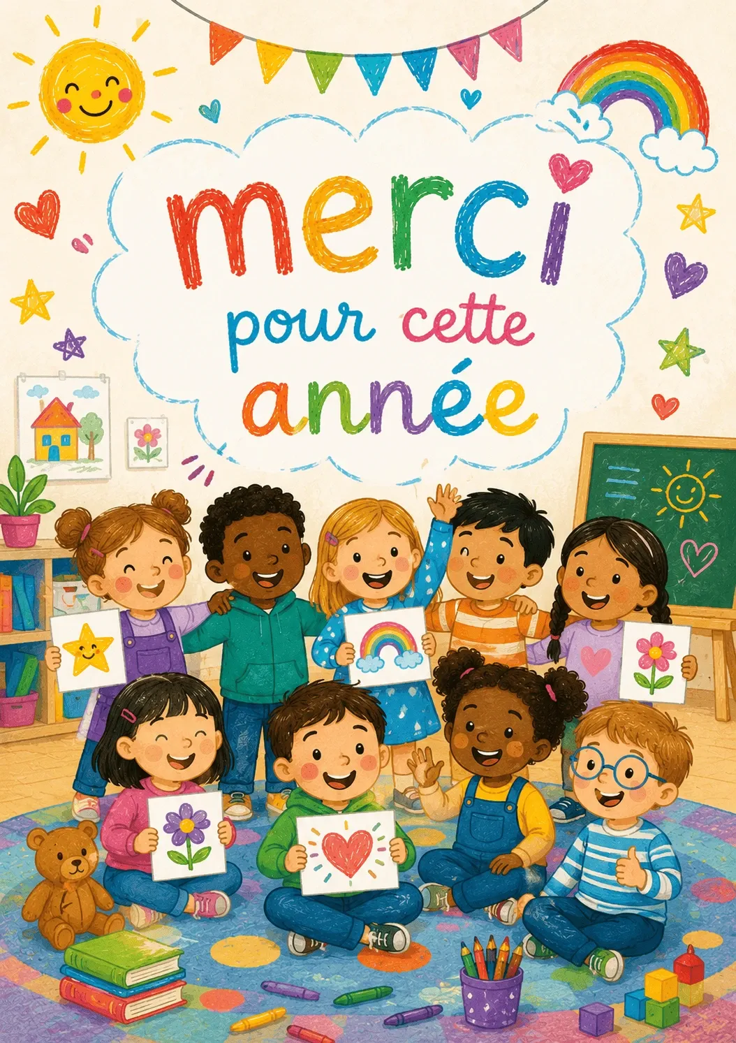 Carte de remerciement scolaire classe école