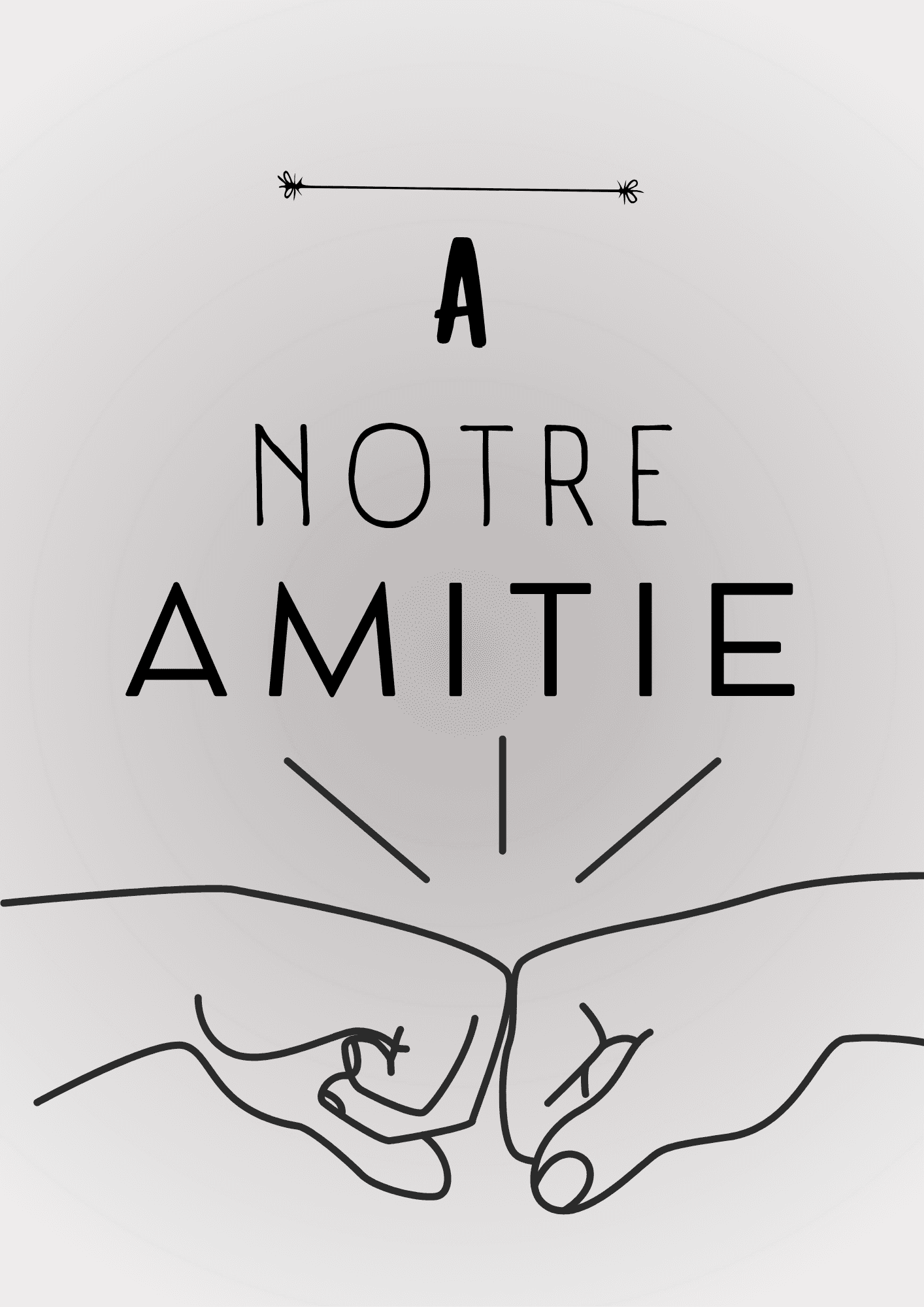 A notre amitié, texte simple avec poings qui se touchentnt