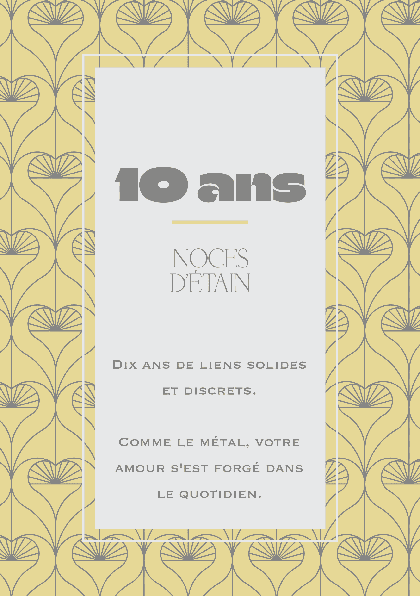 Carte de voeux anniversaire 10 ans de mariage collection Rachel Ra Design