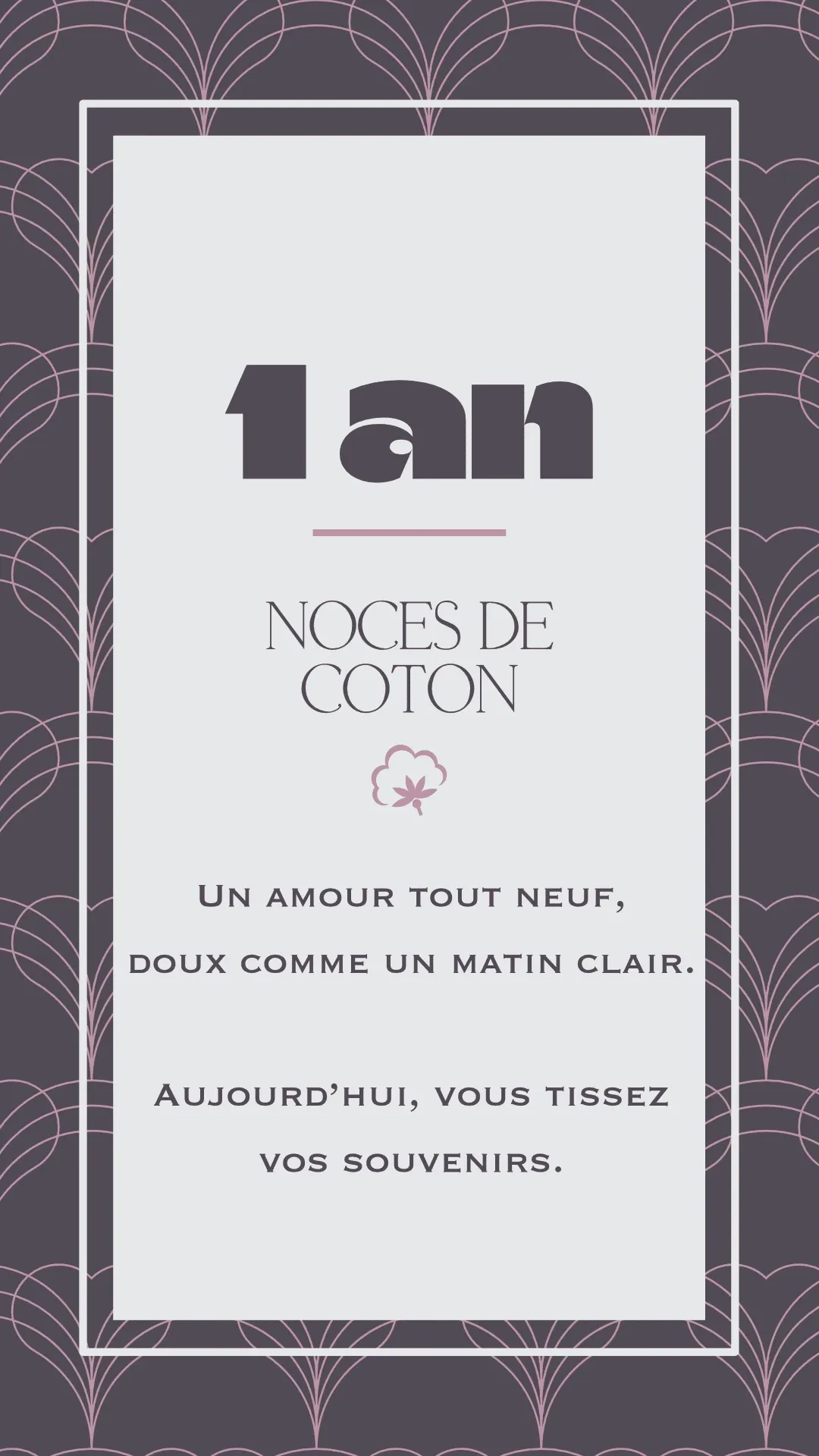 Carte anniversaire de mariage 1 an collection RachelRa Design