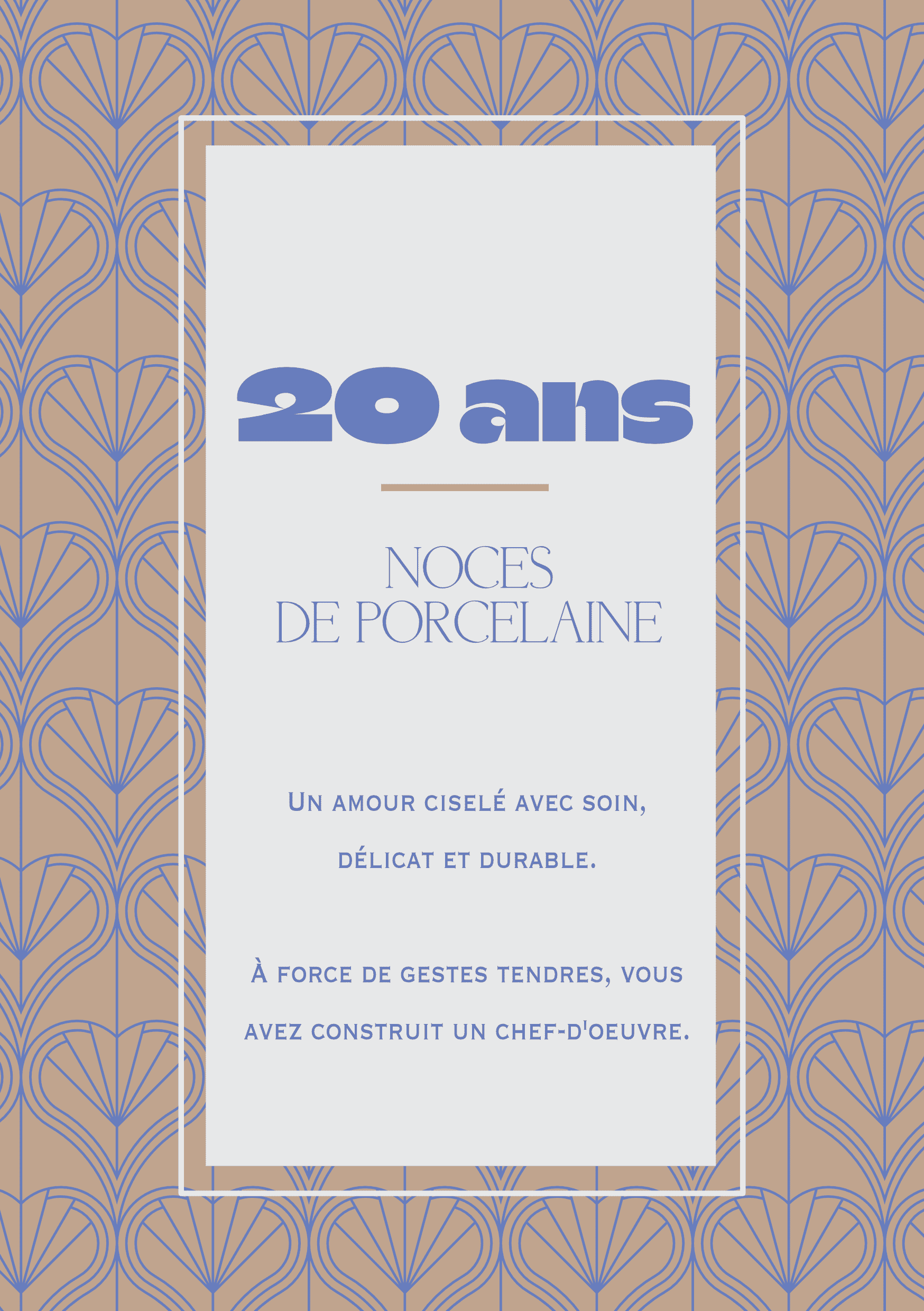 Carte de voeux anniversaire 20 ans de mariage collection Rachel Ra Design