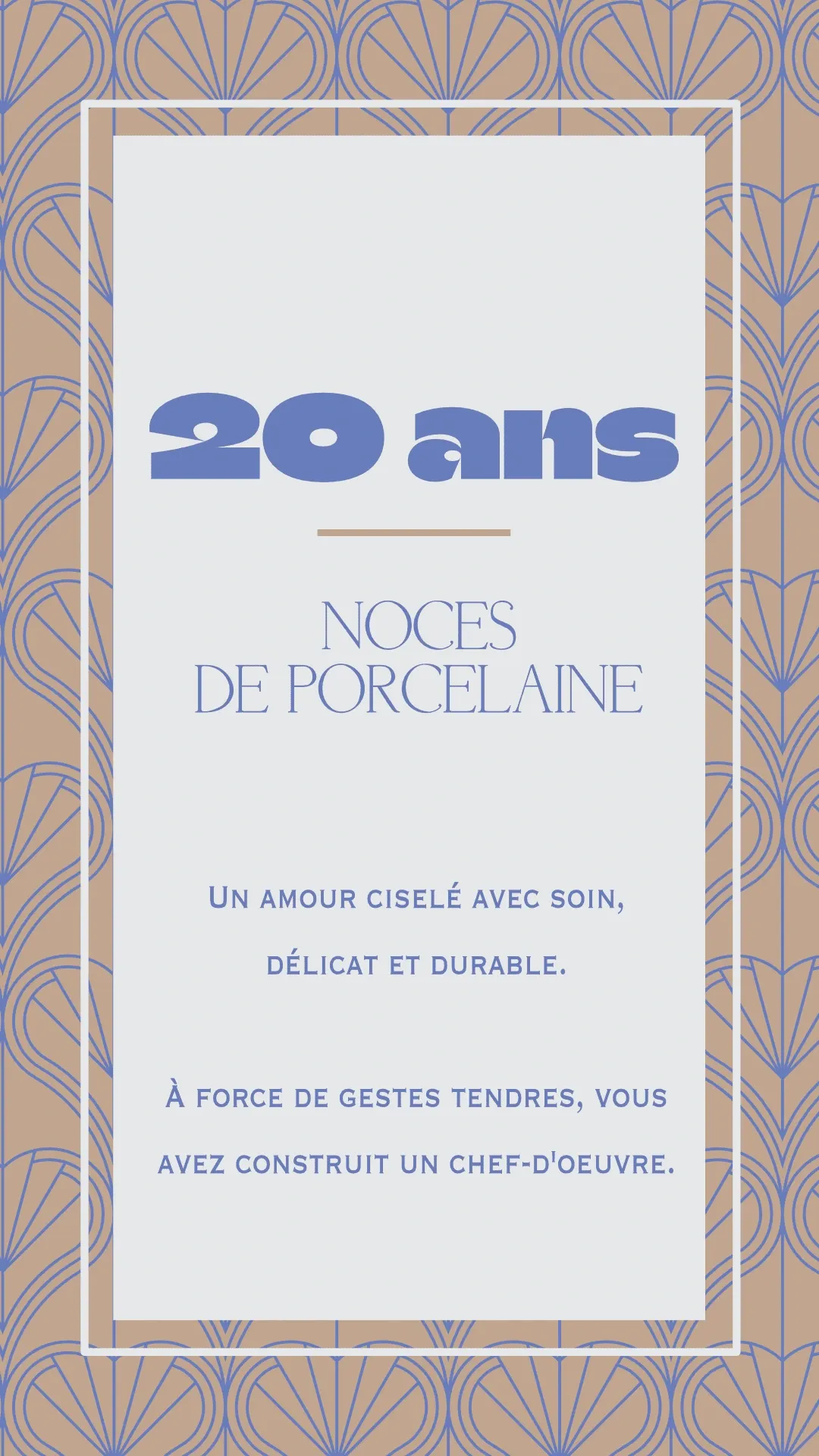 Carte  anniversaire 20 ans de mariage collection Rachel Ra Design