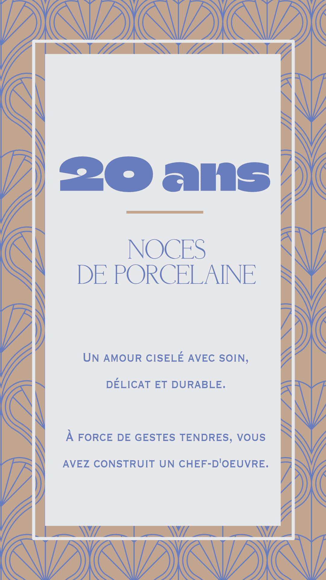 Carte de voeux anniversaire 20 ans de mariage collection Rachel Ra Design