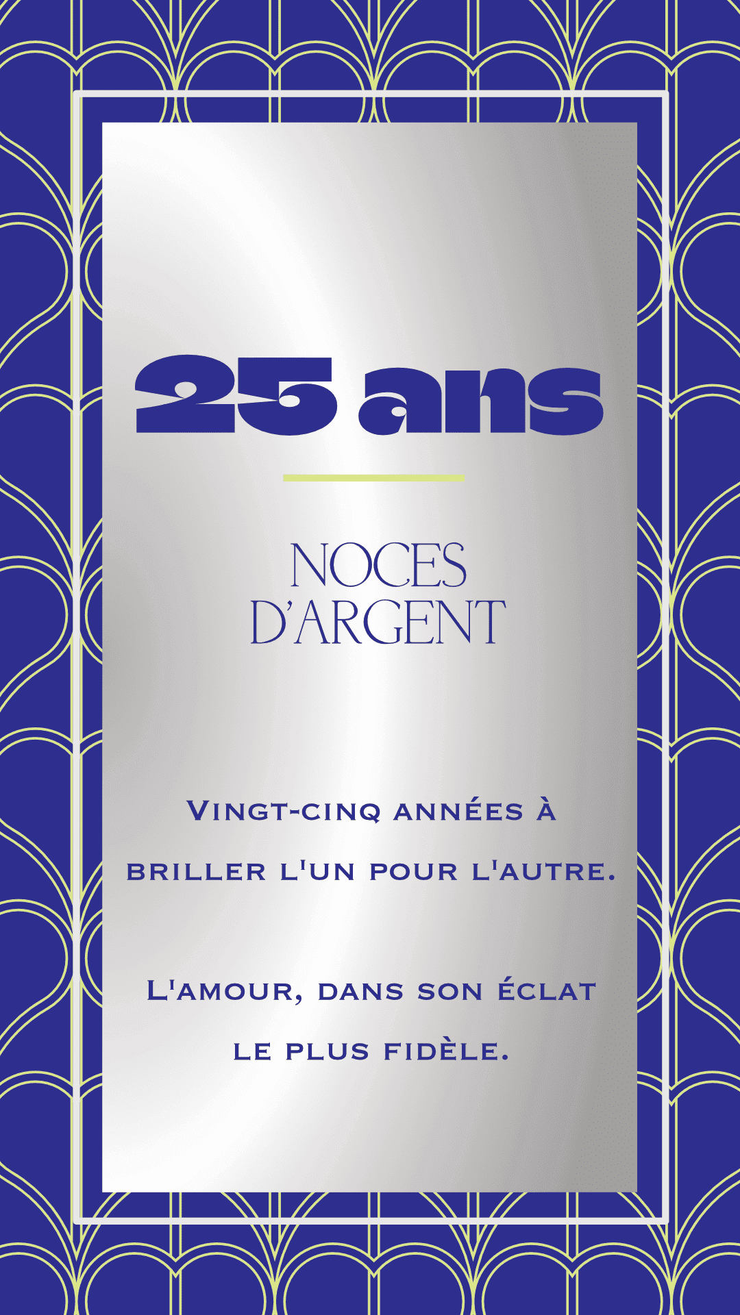 Carte de voeux anniversaire 25 ans de mariage collection Rachel Ra Design