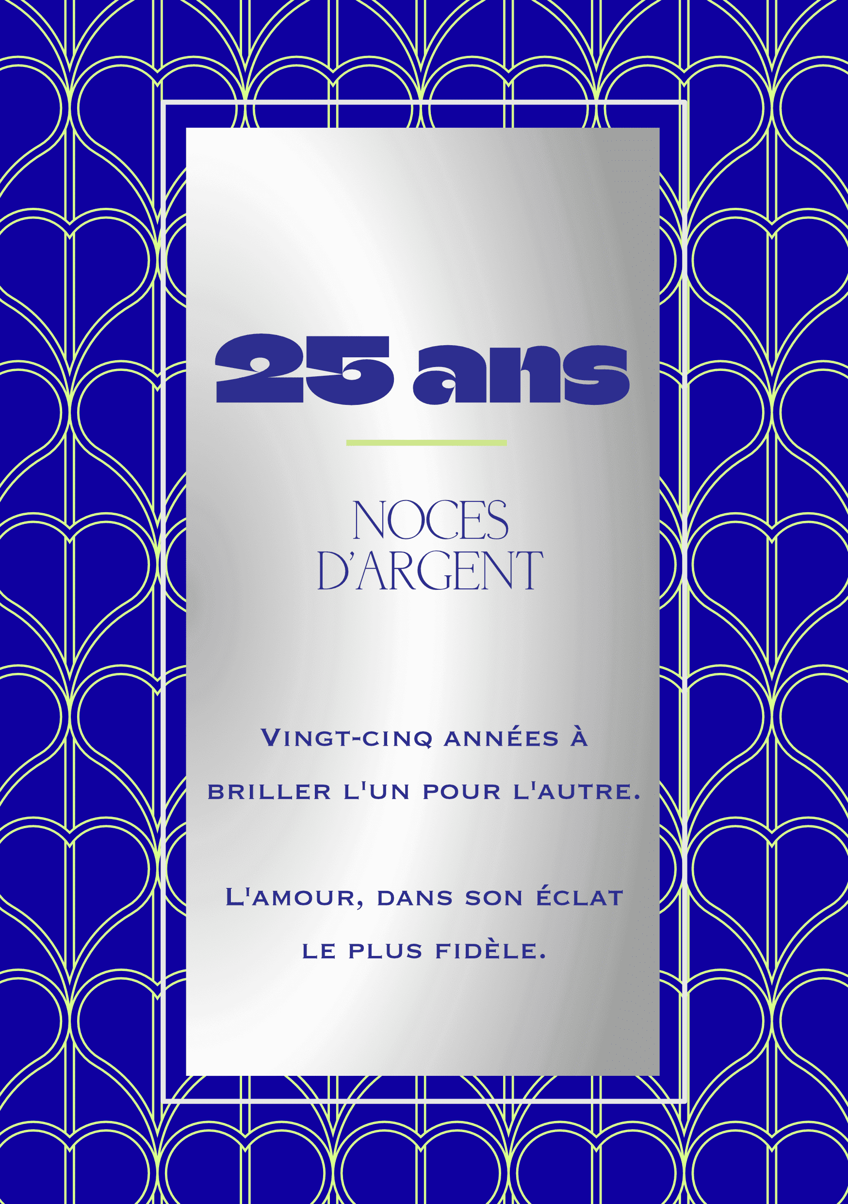 Carte de voeux anniversaire 25 ans de mariage collection Rachel Ra Design