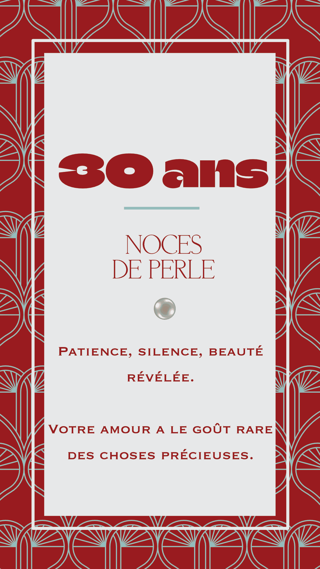 Carte de voeux anniversaire 30 ans de mariage collection Rachel Ra Design