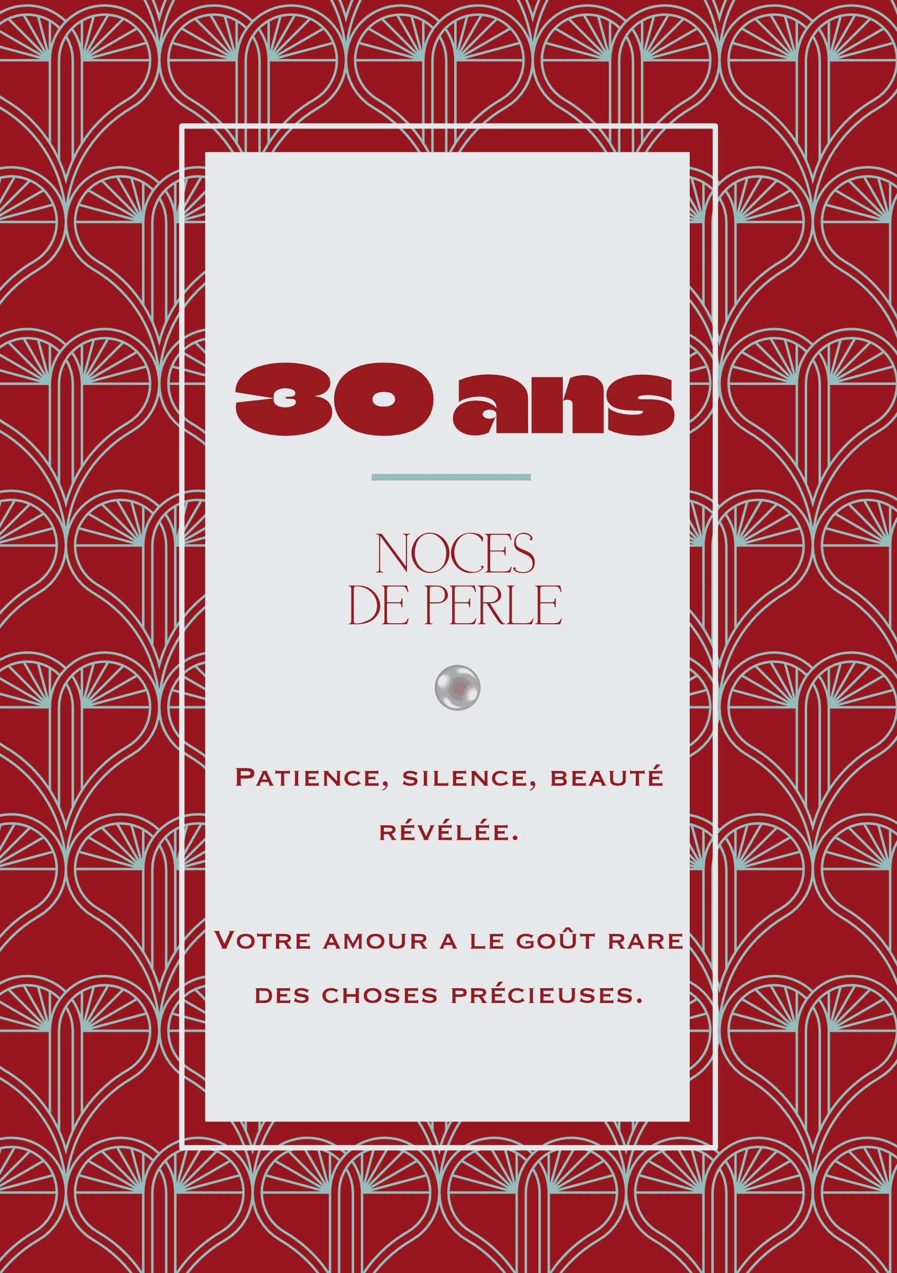 Carte de voeux anniversaire 30 ans de mariage collection Rachel Ra Design