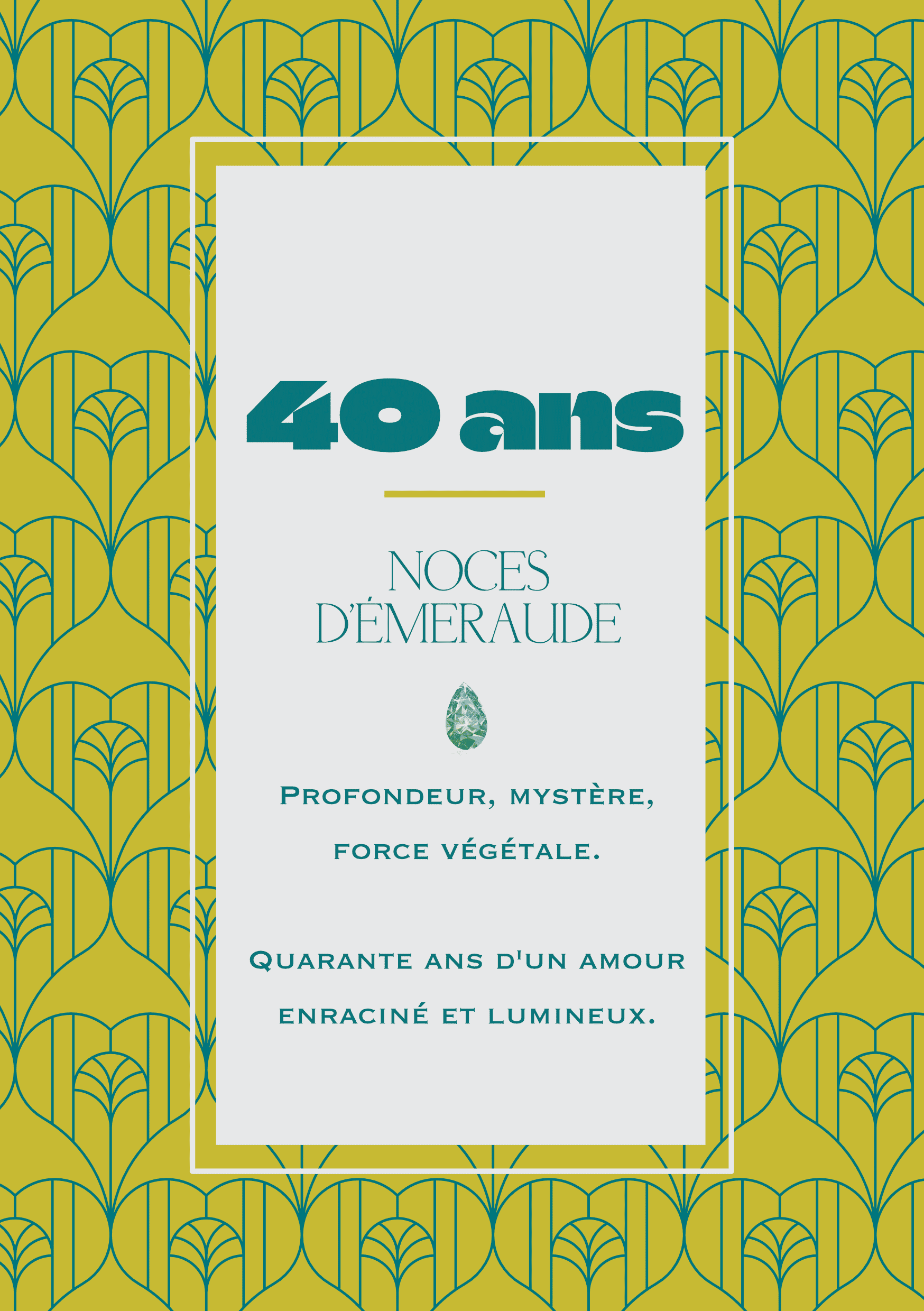 Carte de voeux anniversaire 40 ans de mariage collection Rachel Ra Design