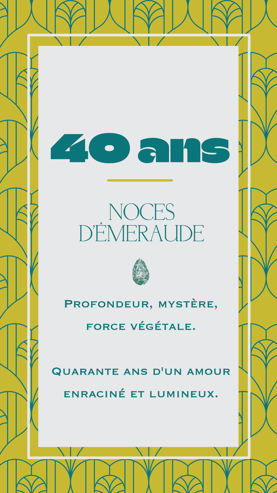 Carte de voeux anniversaire 40 ans de mariage collection Rachel Ra Design