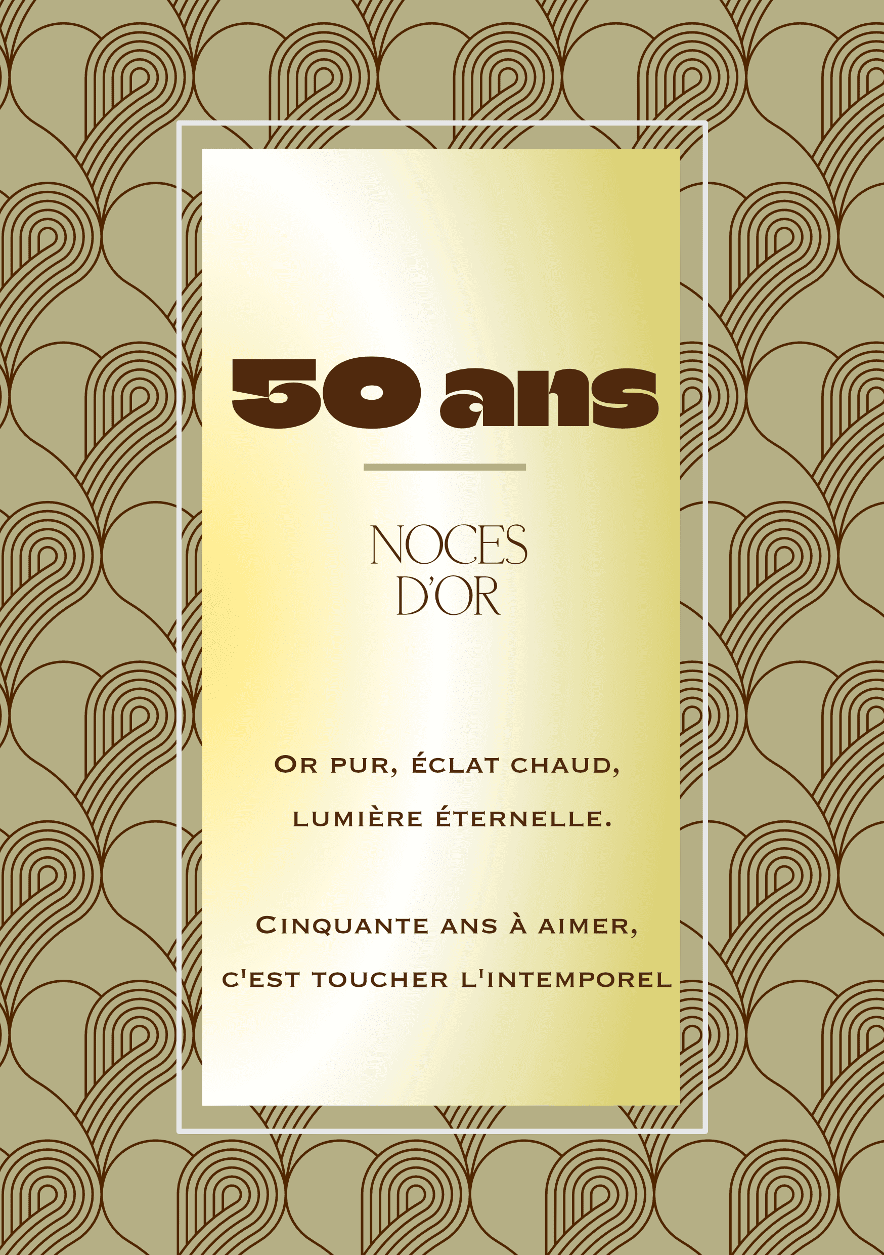 Carte de voeux anniversaire 50 ans de mariage collection Rachel Ra Design