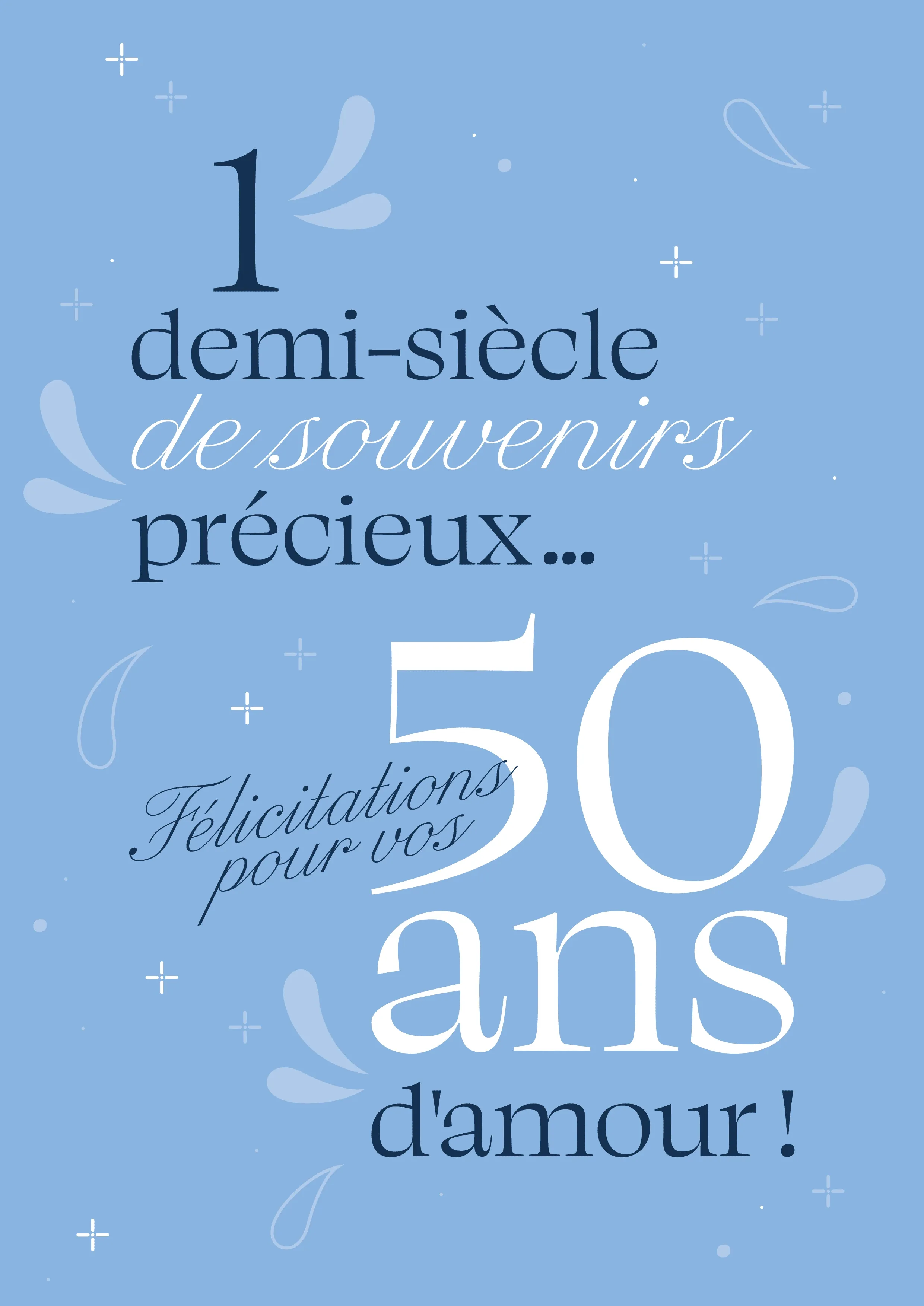 Carte anniversaire de mariage 50 ans collection cyanea graphisme