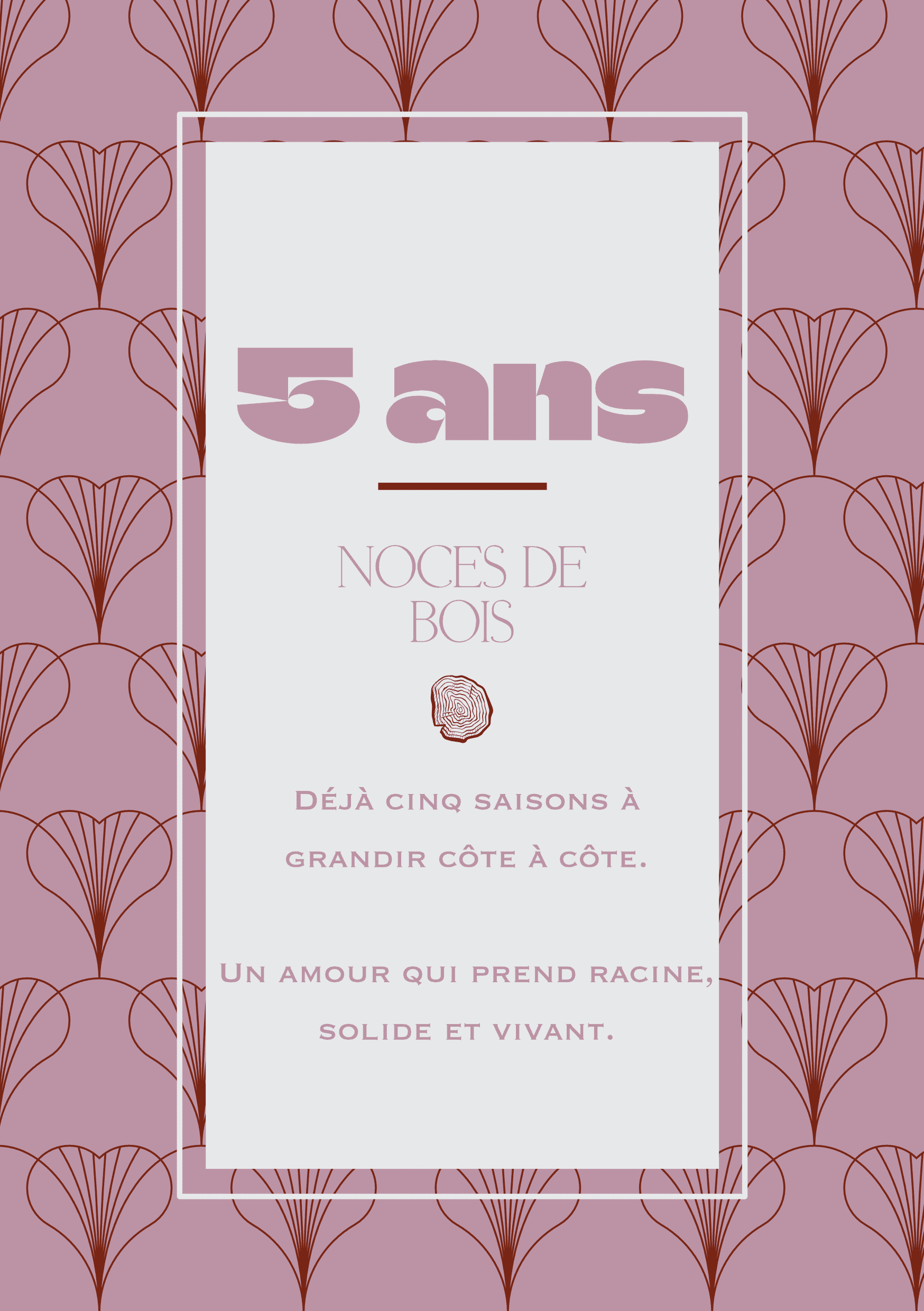 Carte de voeux anniversaire 5 ans de mariage collection Rachel Ra Design