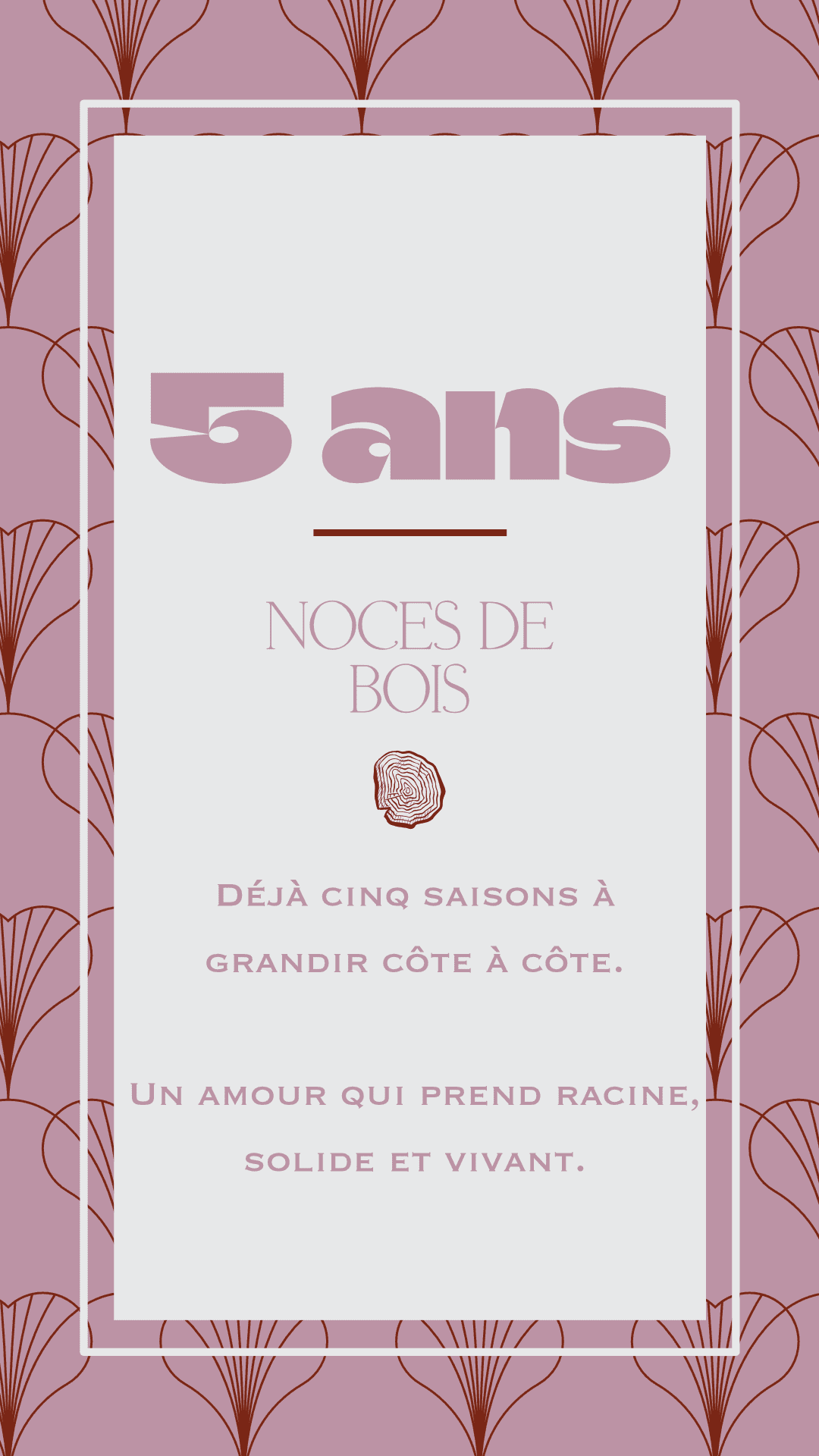 Carte de voeux anniversaire 5 ans de mariage collection Rachel Ra Design