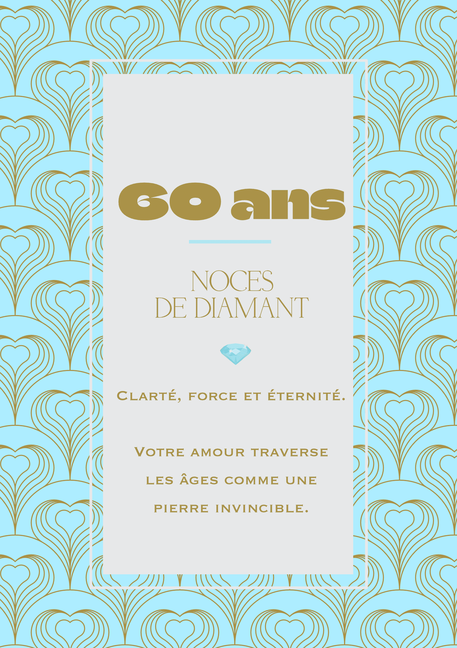 Carte de voeux anniversaire 60 ans de mariage collection Rachel Ra Design