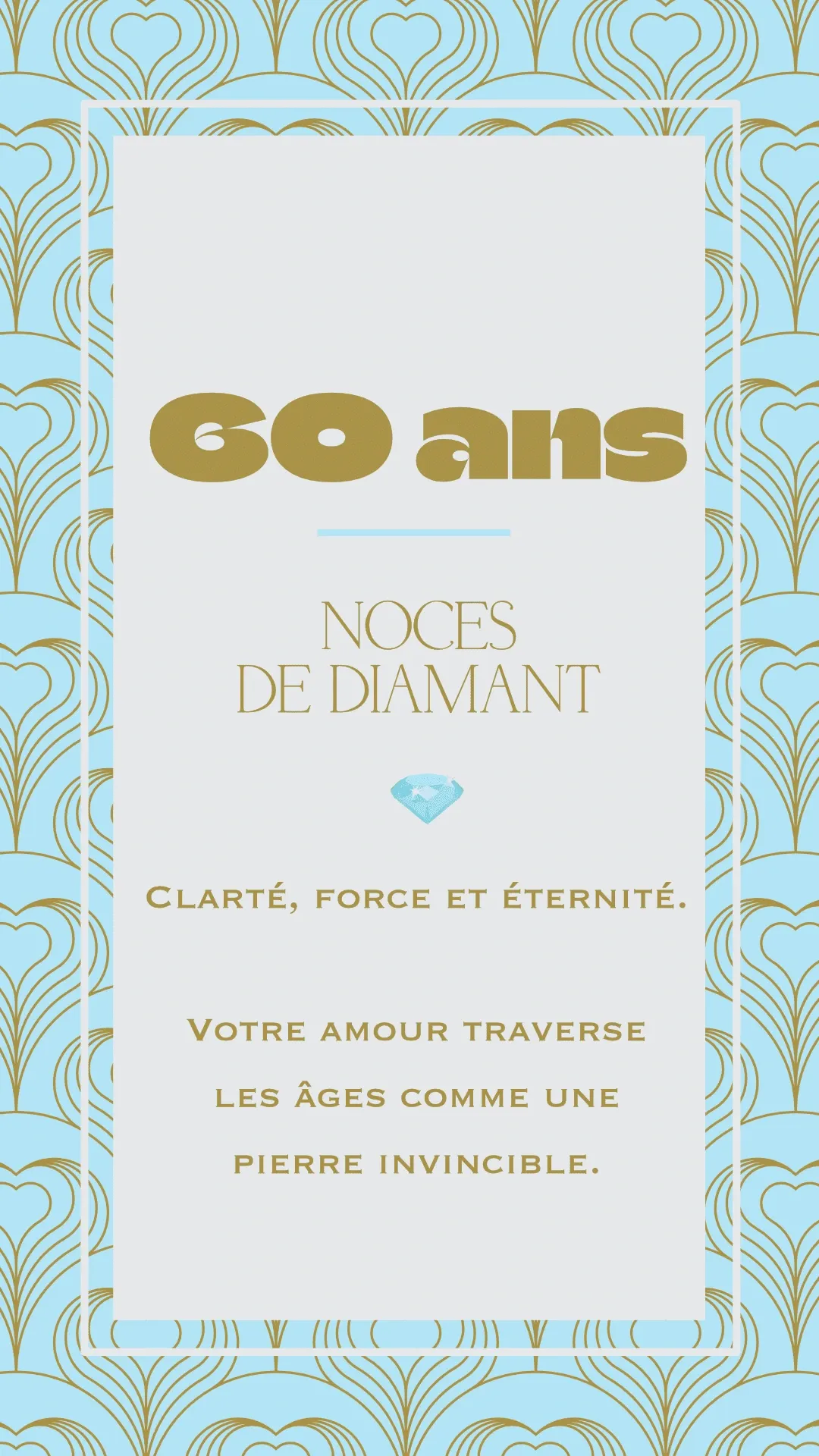 Carte anniversaire 60 ans de mariage collection Rachel Ra Design