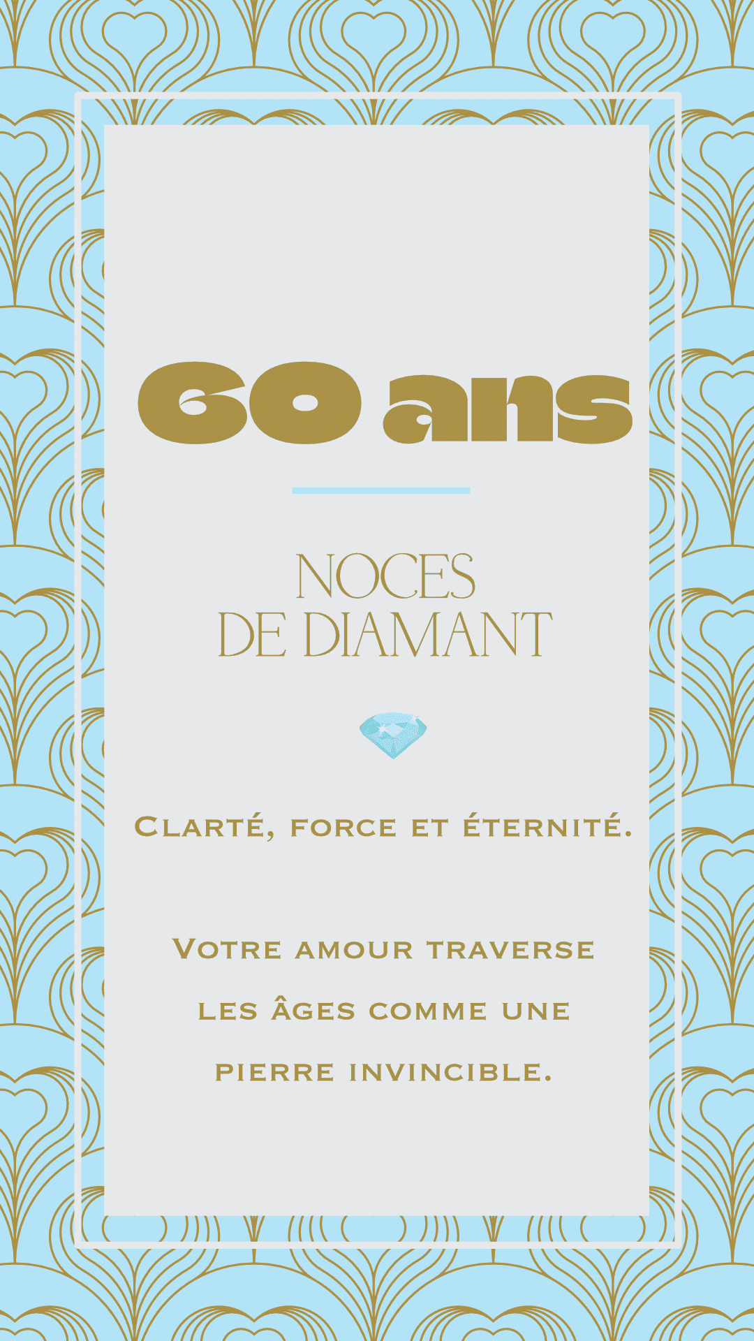 Carte de voeux anniversaire 60 ans de mariage collection Rachel Ra Design