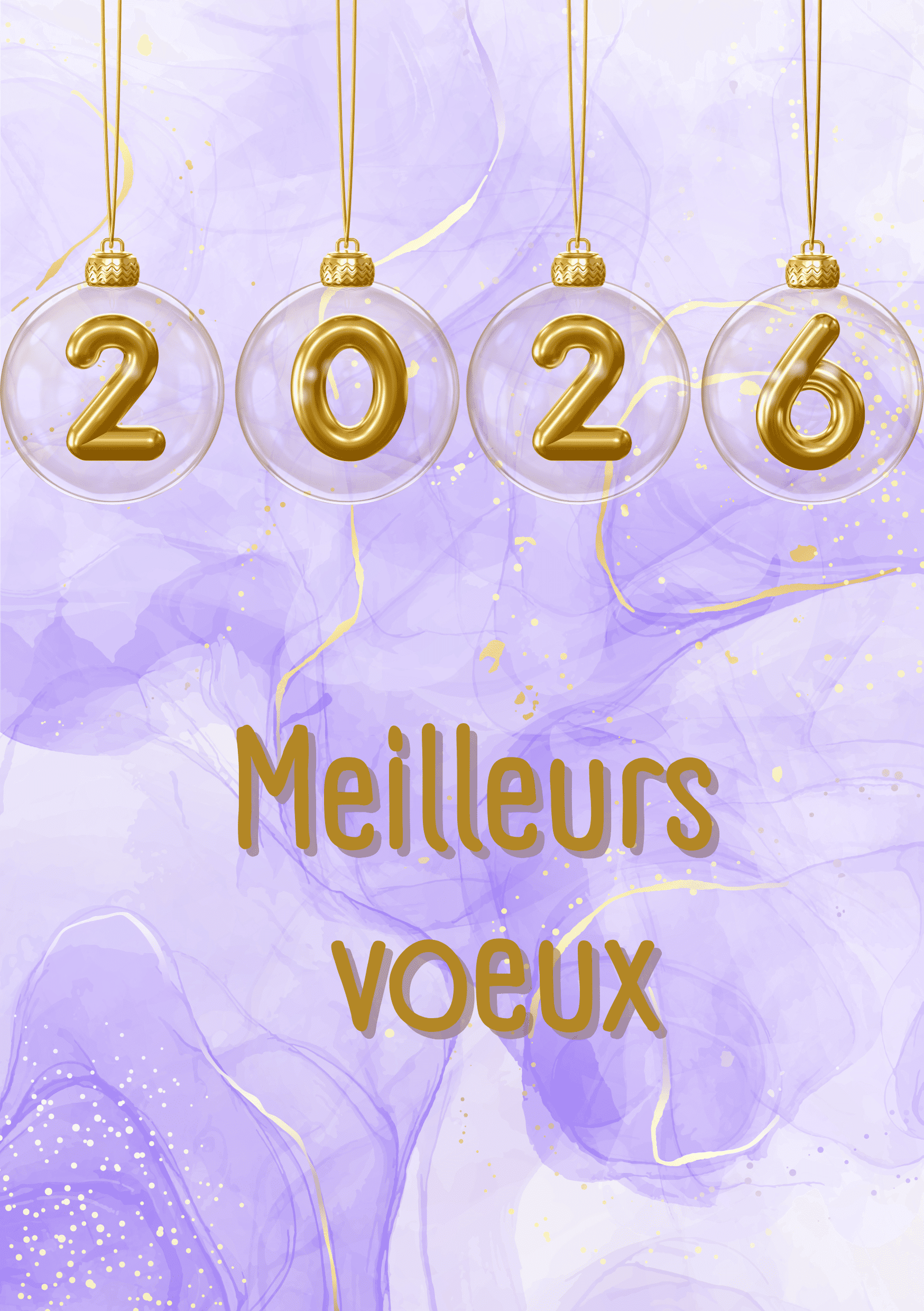 Carte de voeux bonne année 2026 dorée