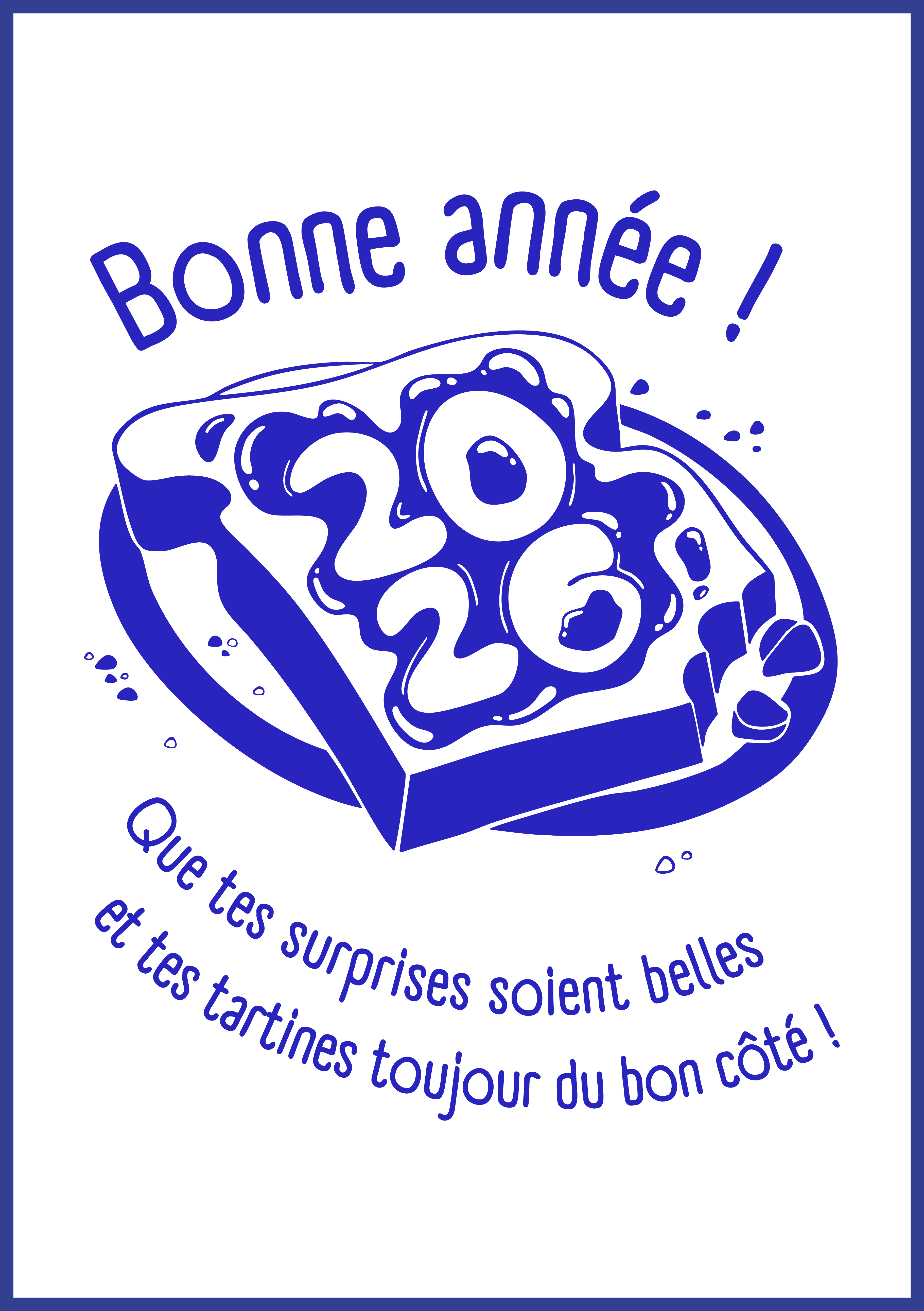 Carte de voeux bonne année 2026 tartine collection Rebecca Sanchez 