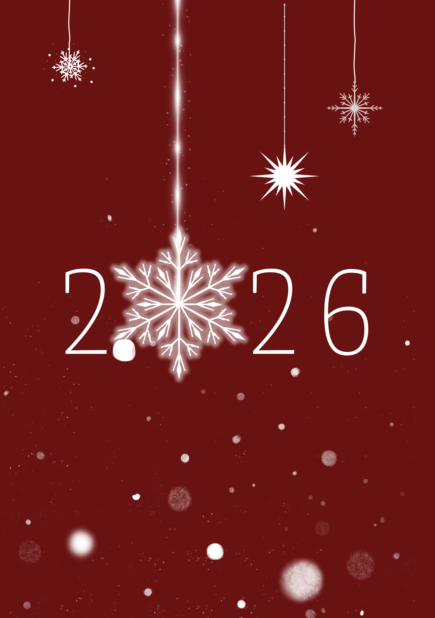 Carte de voeux bonne année 2026 flocons 