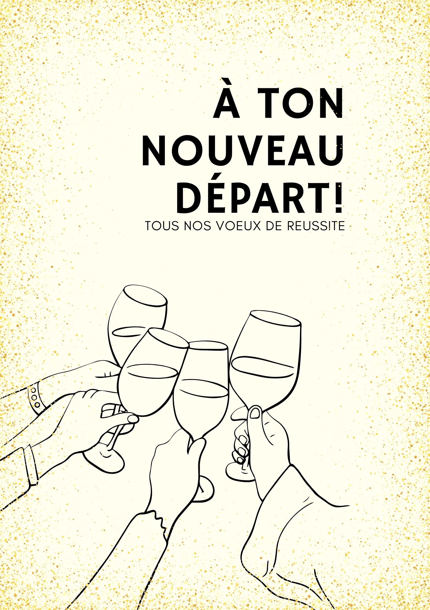 Carte départ collègue virtuelle nouveau départ coupes champagne