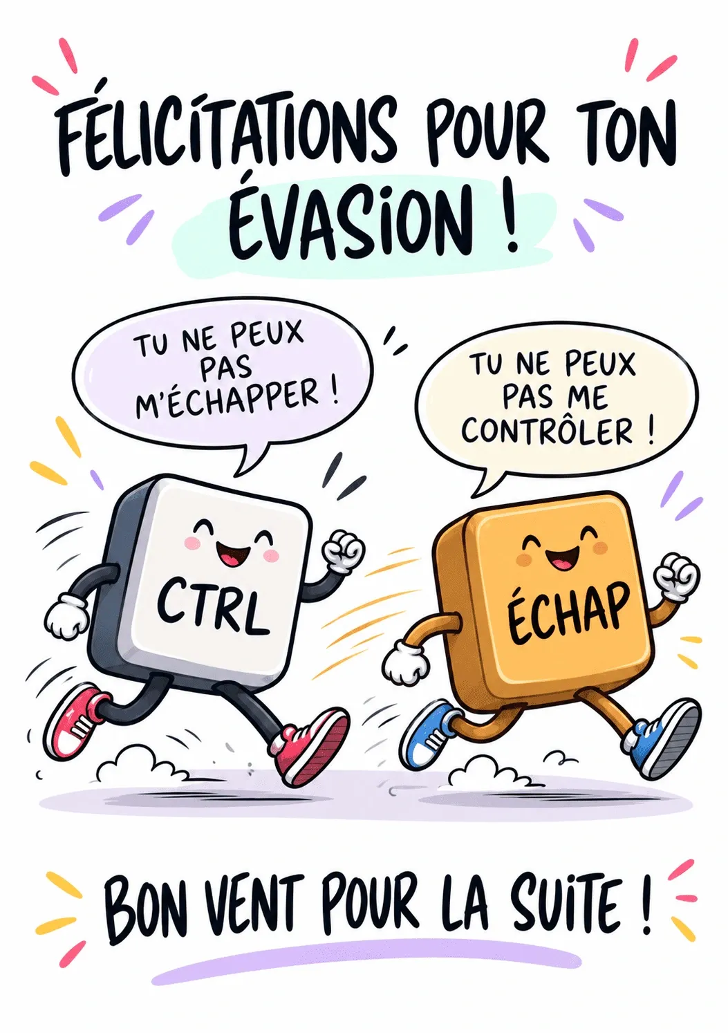 Carte départ collègue retraite touches clavier