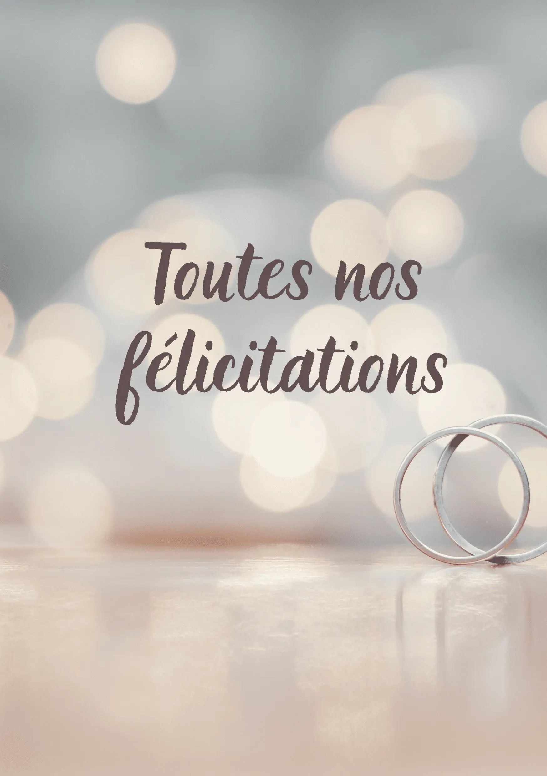 Carte félicitations mariage anneaux scintillants