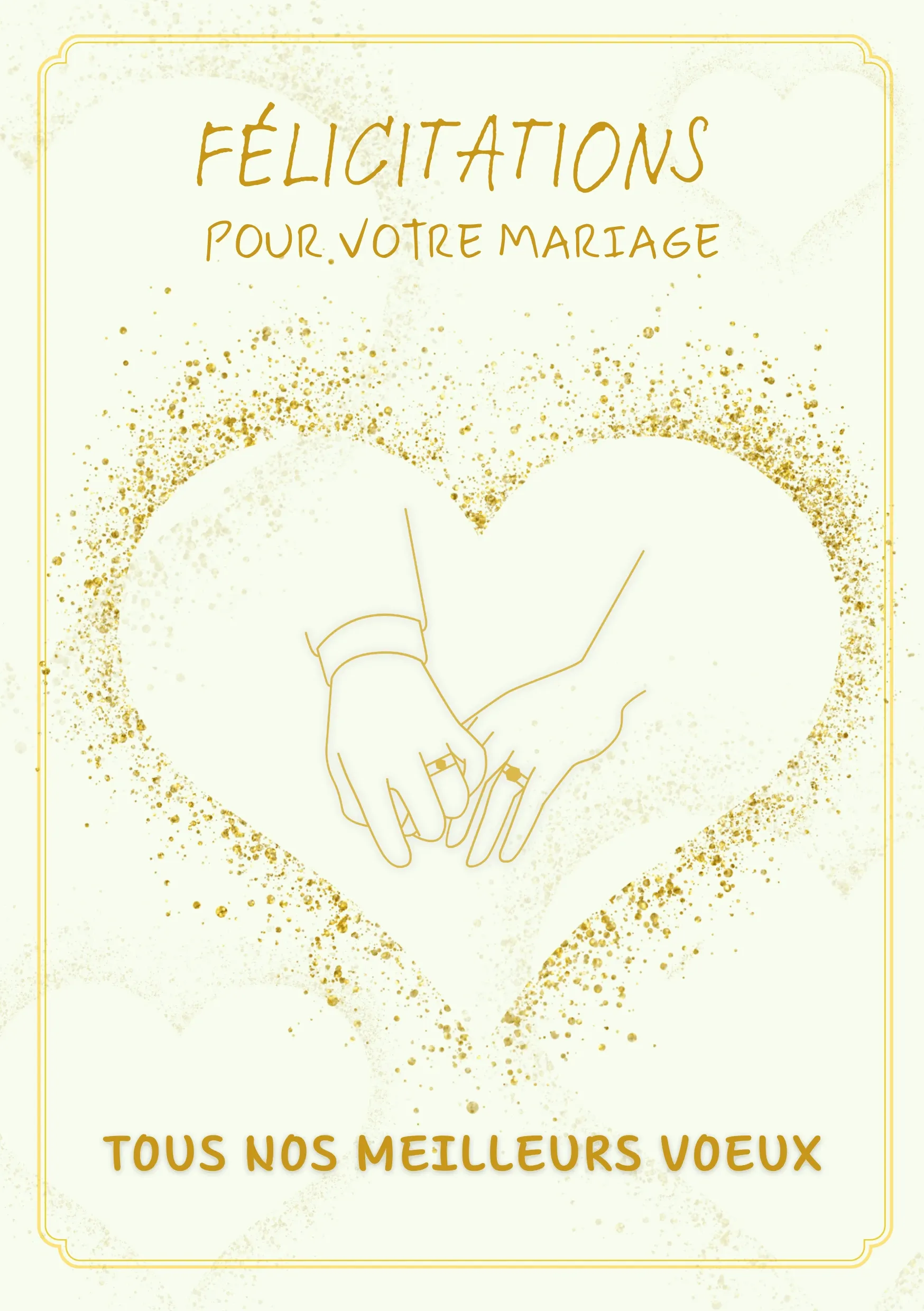 Carte félicitations mariage dorée tous nos voeux