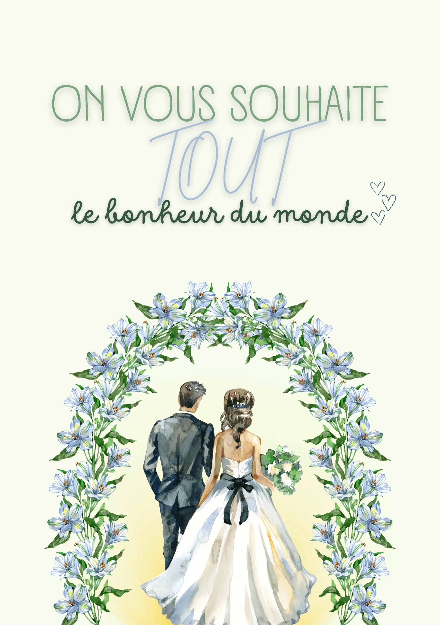 Carte félicitations mariage tout le bonheur