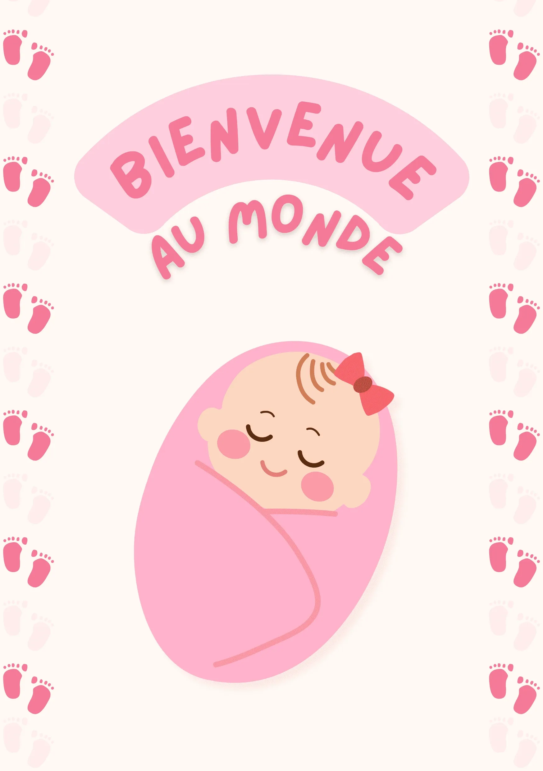 Carte félicitations naissance bienvenue fille