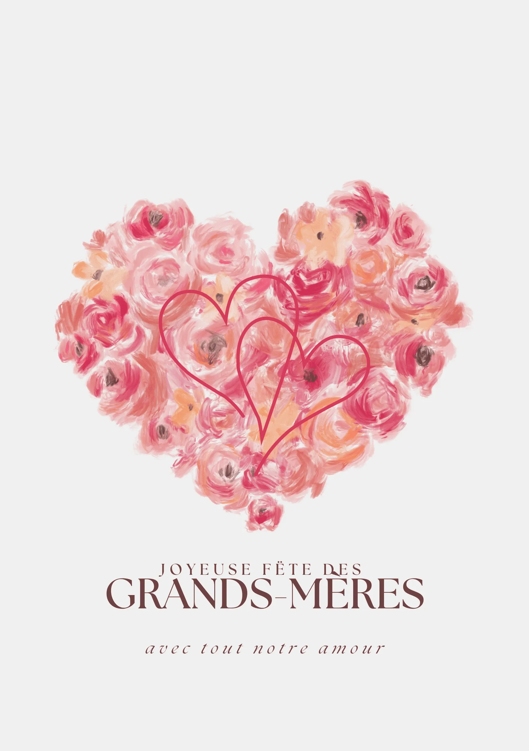 Carte fête des grands mères coeur fleurs